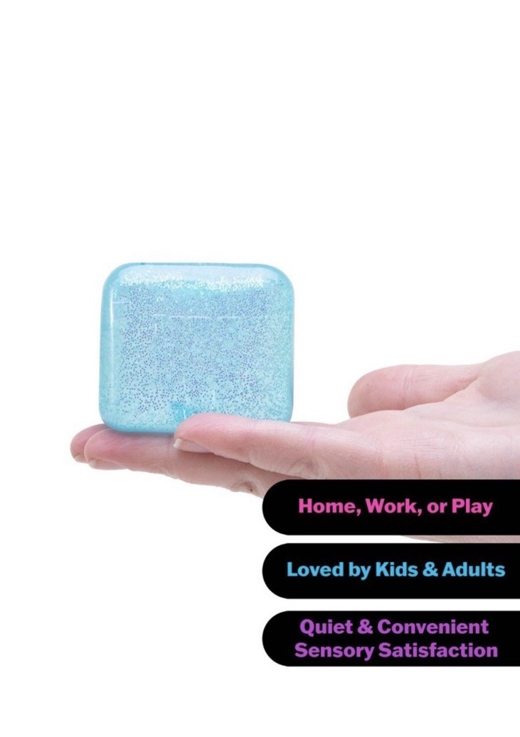 NeeDoh Nice Cube Glitter and Glow, Nee Doh Squishy, Glowing Ice Cube Purple