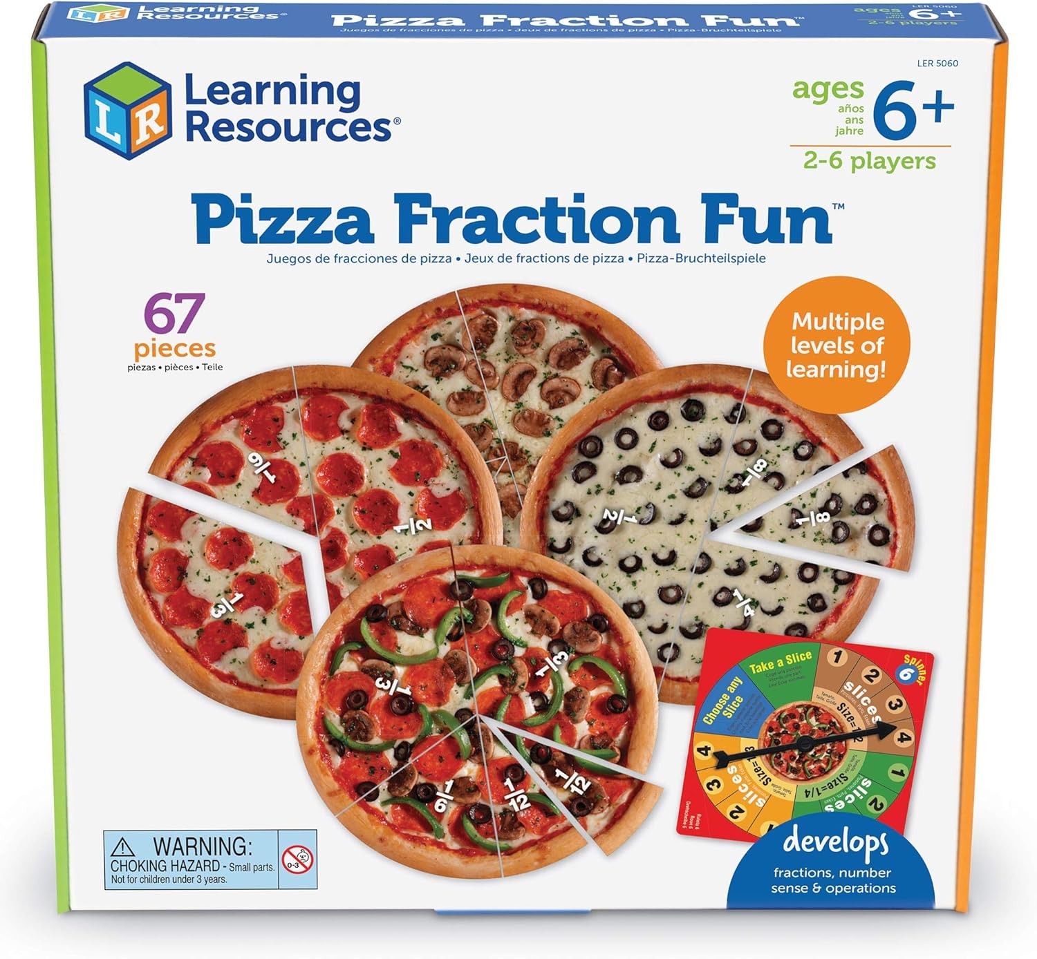 Learning Resources Pizza Fraction Fun Game 67 Piece