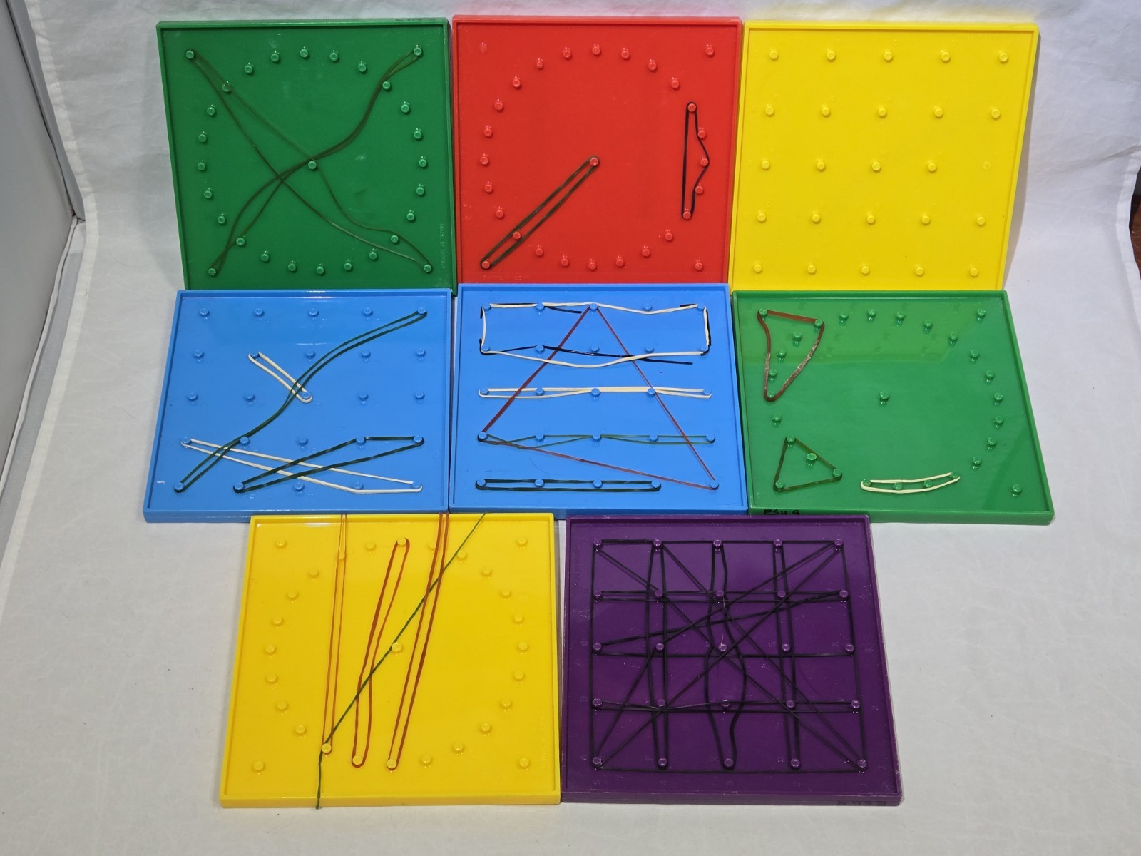 Lot of 8 Plastic Math Geoboards 6×6 Double Sided Geometry Homeschool Classroom