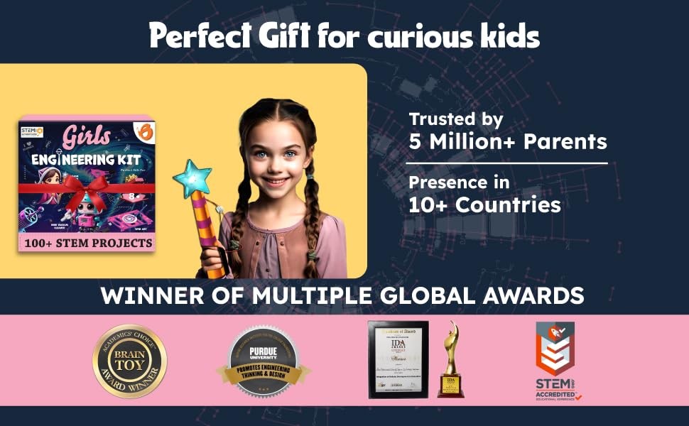 Butterfly EduFields 100+ STEM Projects | Girls Mini Engineering Kit for Ages