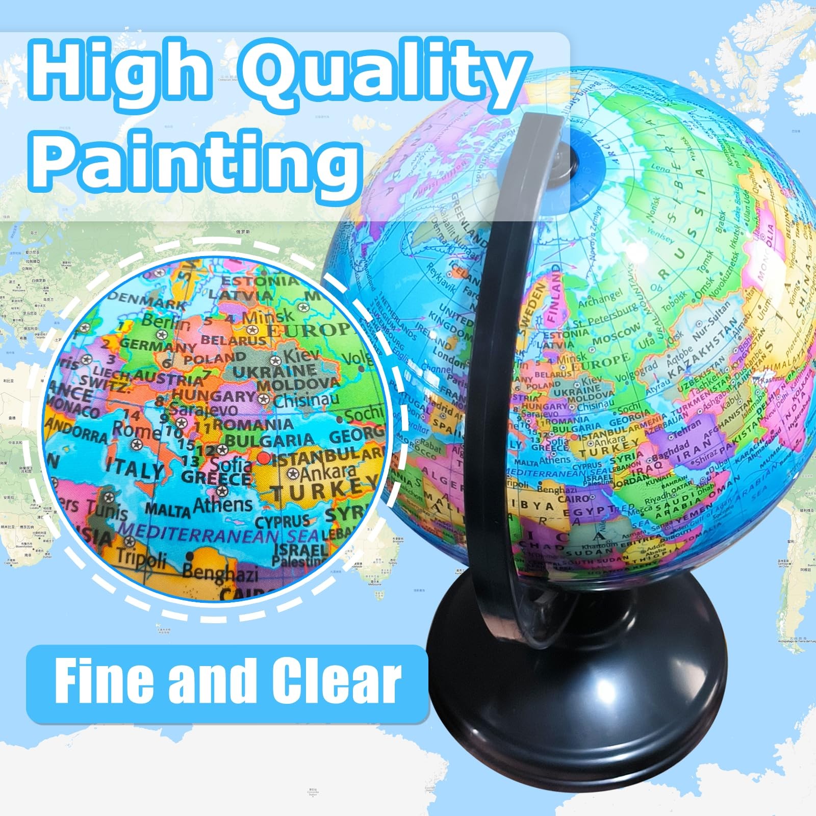 6” Geographic World Globe,Kids Educational Globes with Stand,Decorative…
