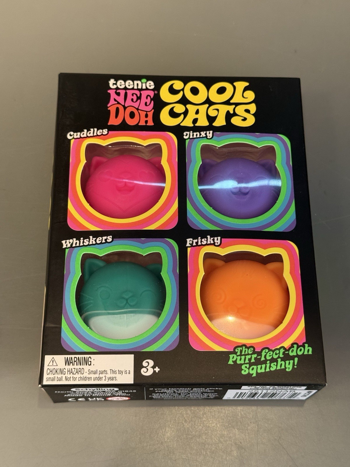 Nee Doh NIB Authentic Teenie Cool Cats 4 Colors Pink Purple Green Orange HTF ▶️