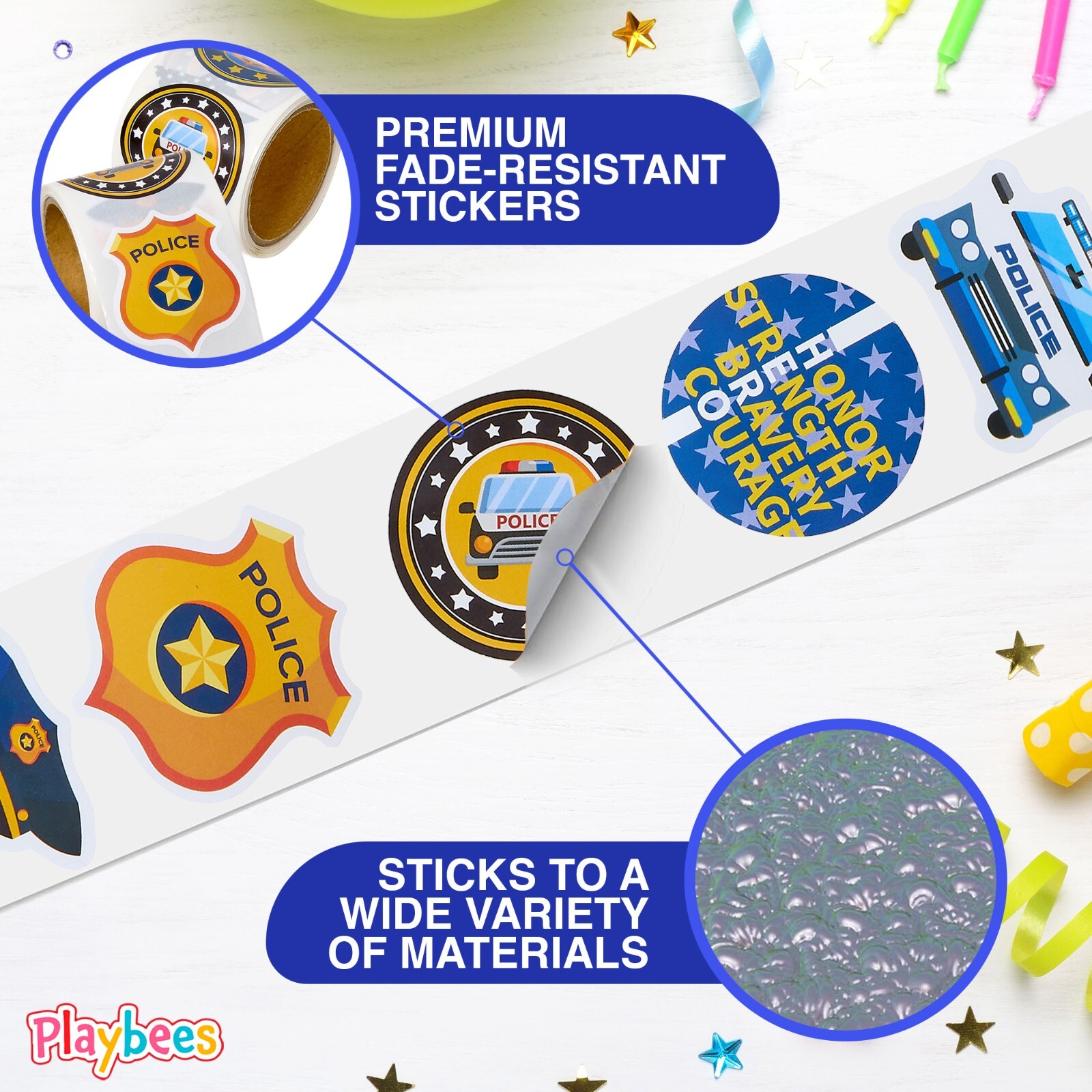 Police Stickers for Kids – 200 Pack of Law Enforcement Themed Designs