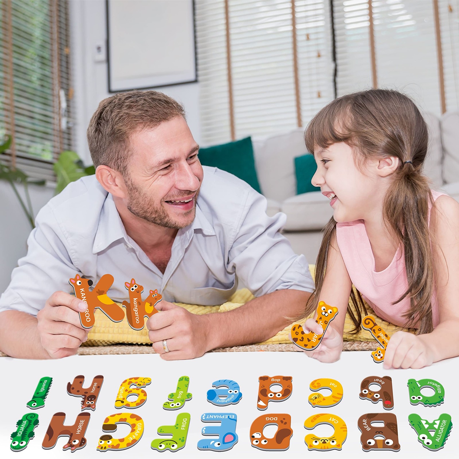 52 Magnetic Alphabet, 26 Uppercase & 26 Medium to Large, Multi Color