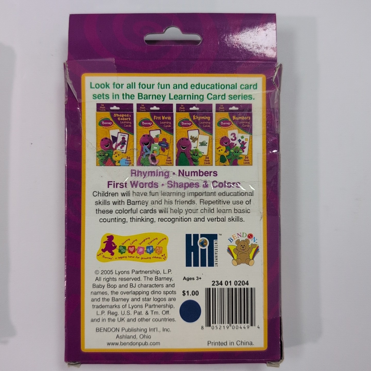Barney 2005 Learning Cards Lot of 2 Rhyming and Shapes and Colors 72 Flash Cards