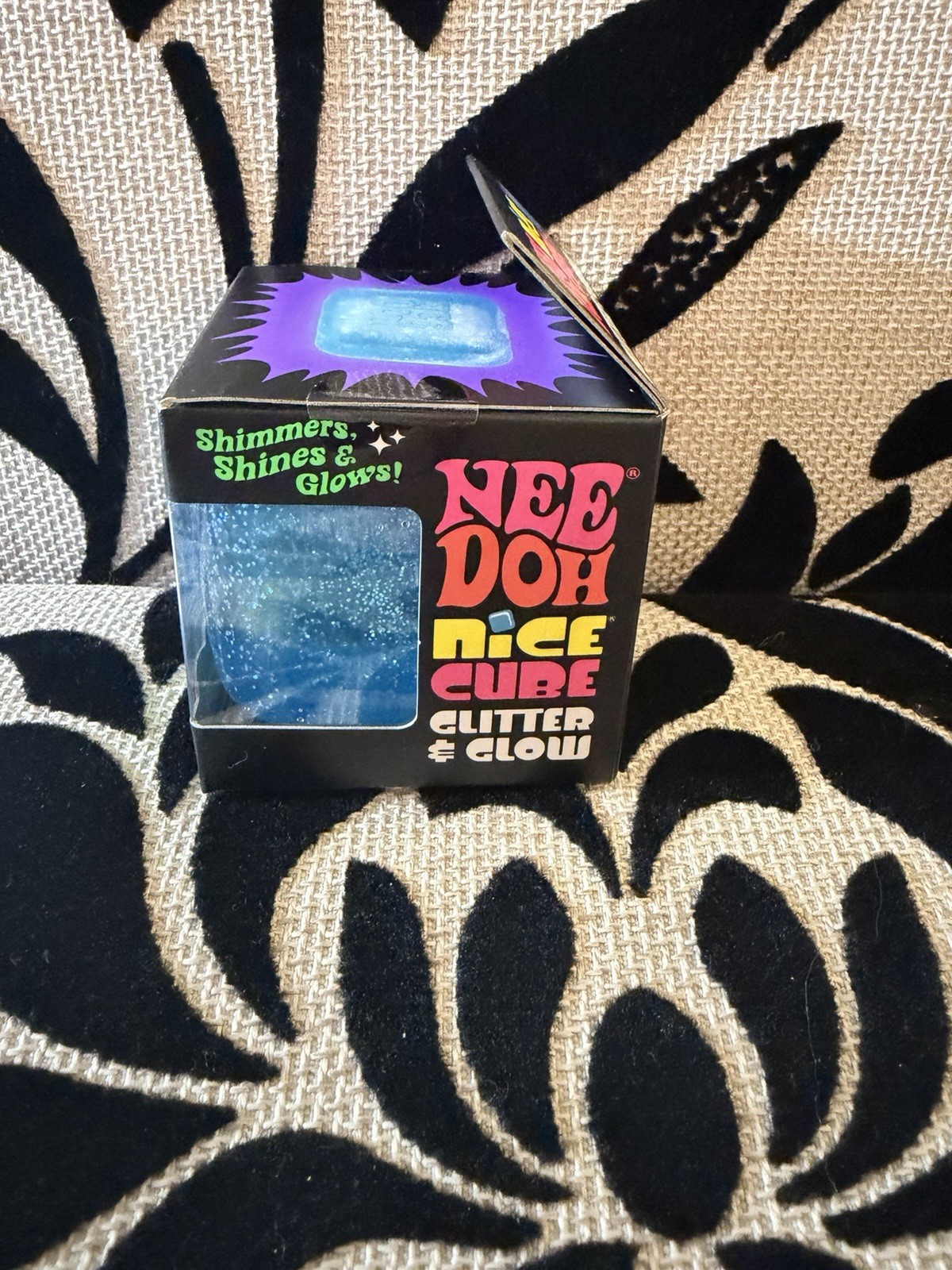 💙Authentic Schylling NeeDoh Blue Nice Cube Glitter and Glow