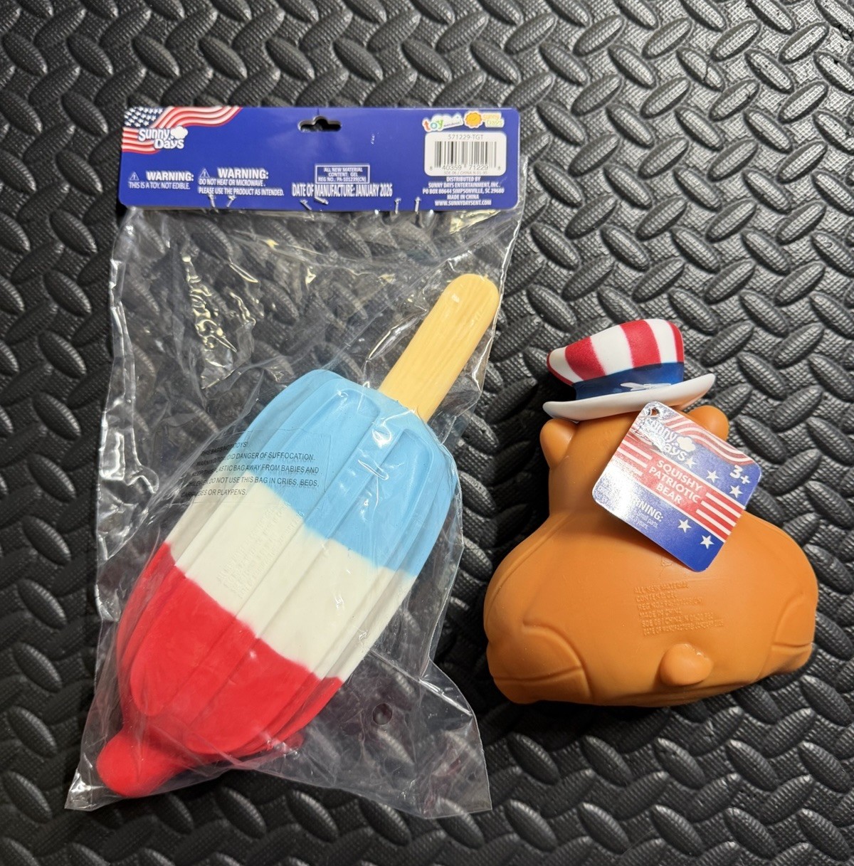 Sunny Days Squishy Patriotic Bear & Popsicle Viral Squishy New Lot Of 2