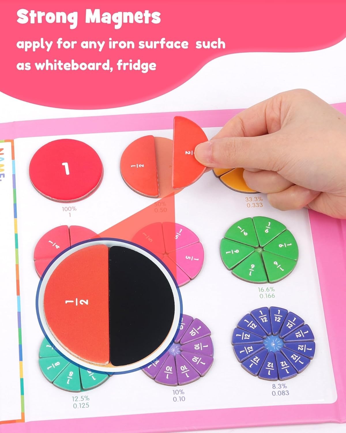 Comprehensive Magnetic Fraction Kit with Dry Erase Activity Card – 7.2×8.7in
