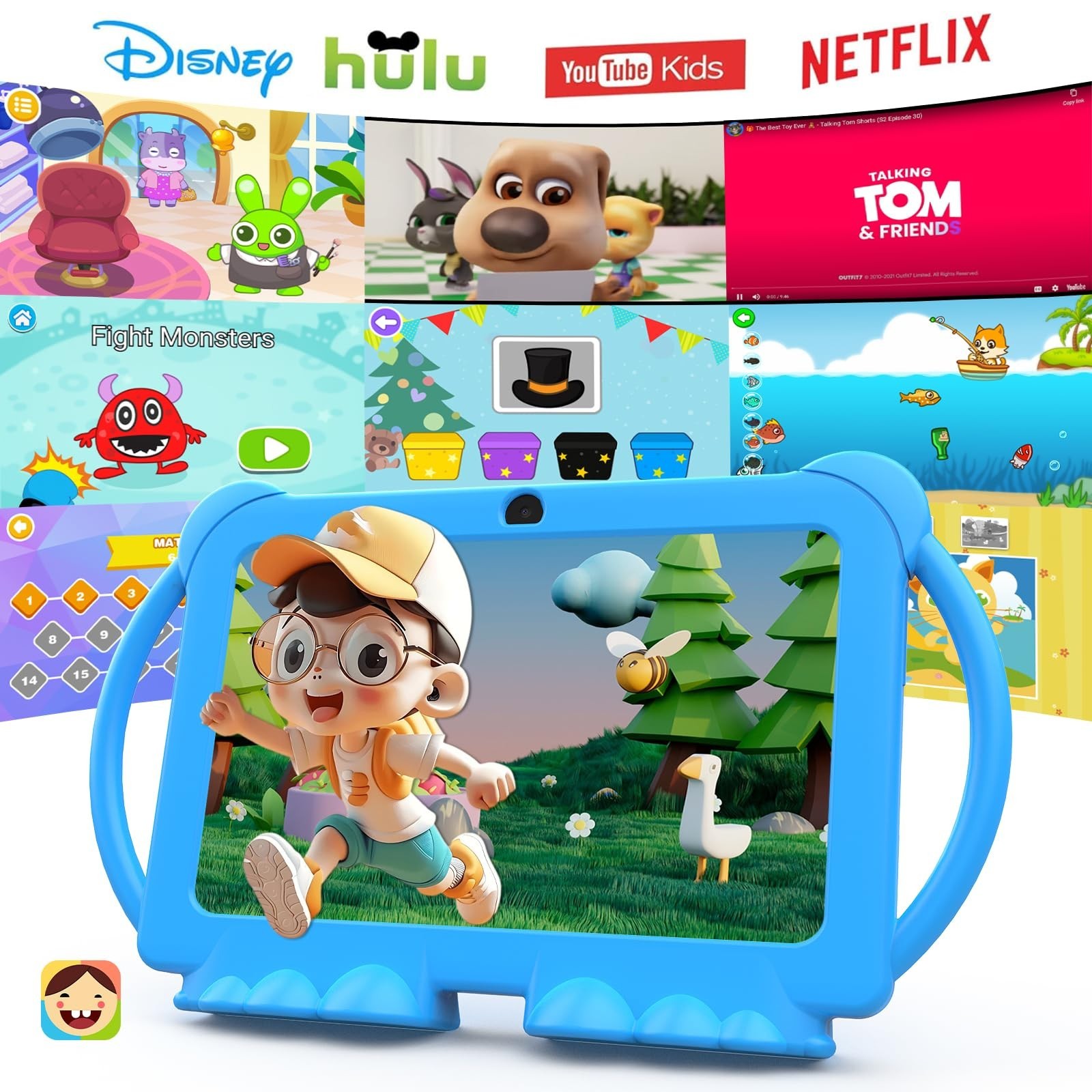 7″ Kids Tablet Android 12.0, 4GB RAM, 32GB Storage, Bluetooth, IPS Screen, Paren