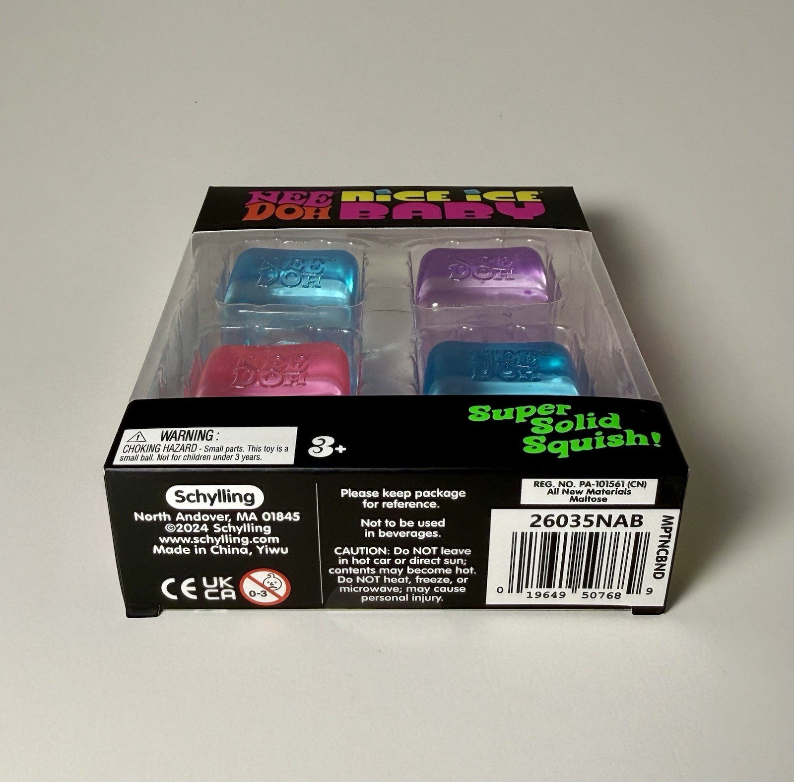 New NeeDoh Nice Ice Baby Sensory Squish Cube Super Solid Stress Toy 4 Cube Pack