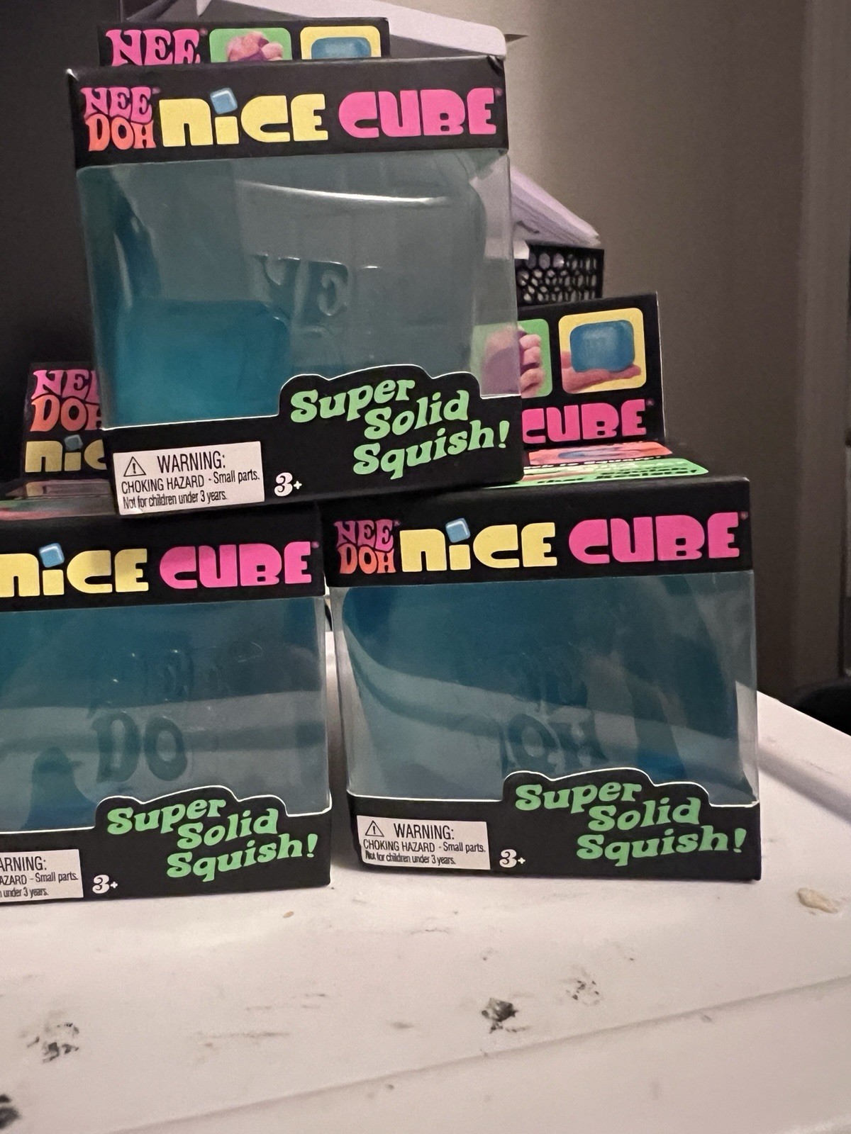 Nee Doh Needoh Nice Cube Blue Ice Super Solid Squish Authentic NEW