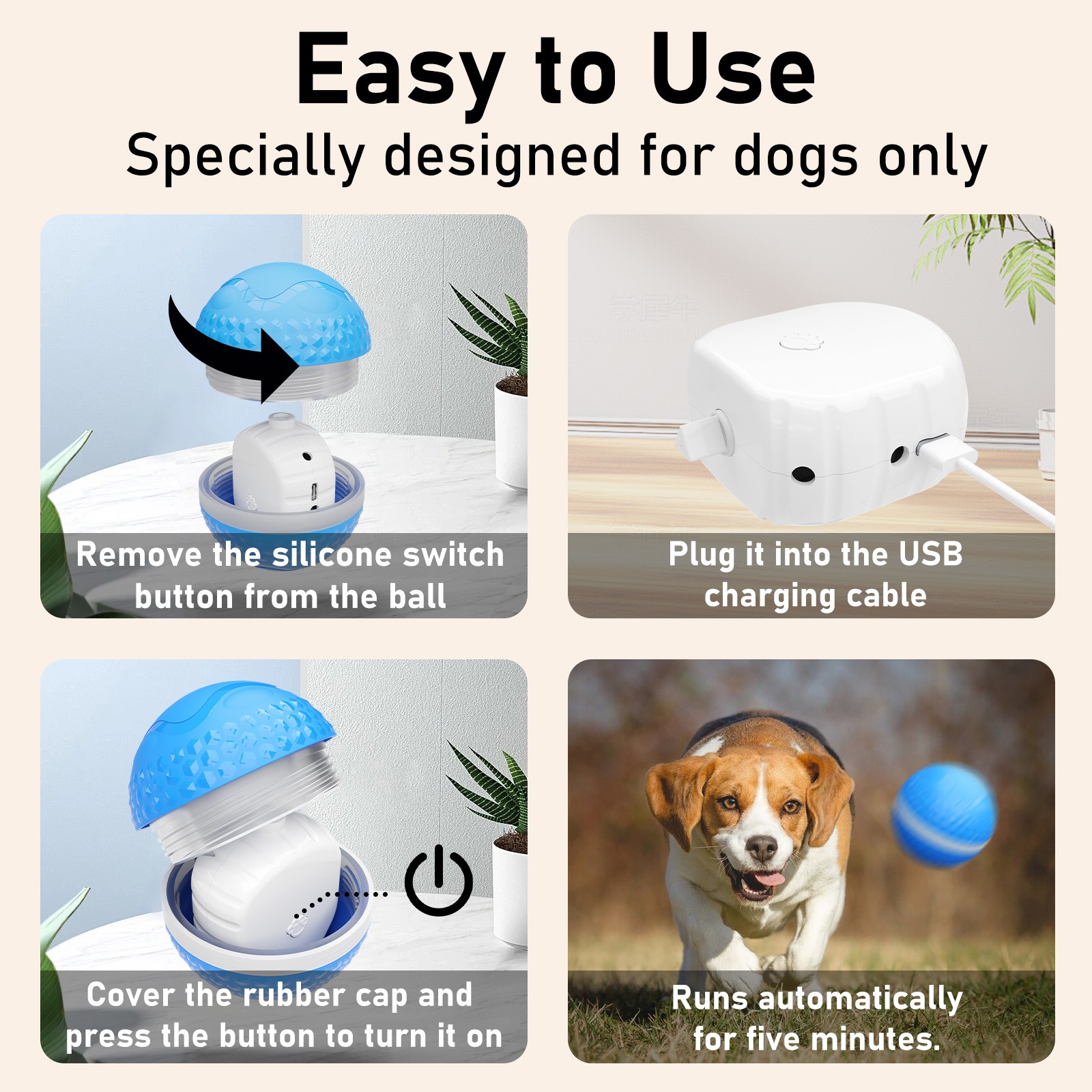 Smart Interactive Dog Toys, Automatic Moving Ball With Lighting Modes, Interact
