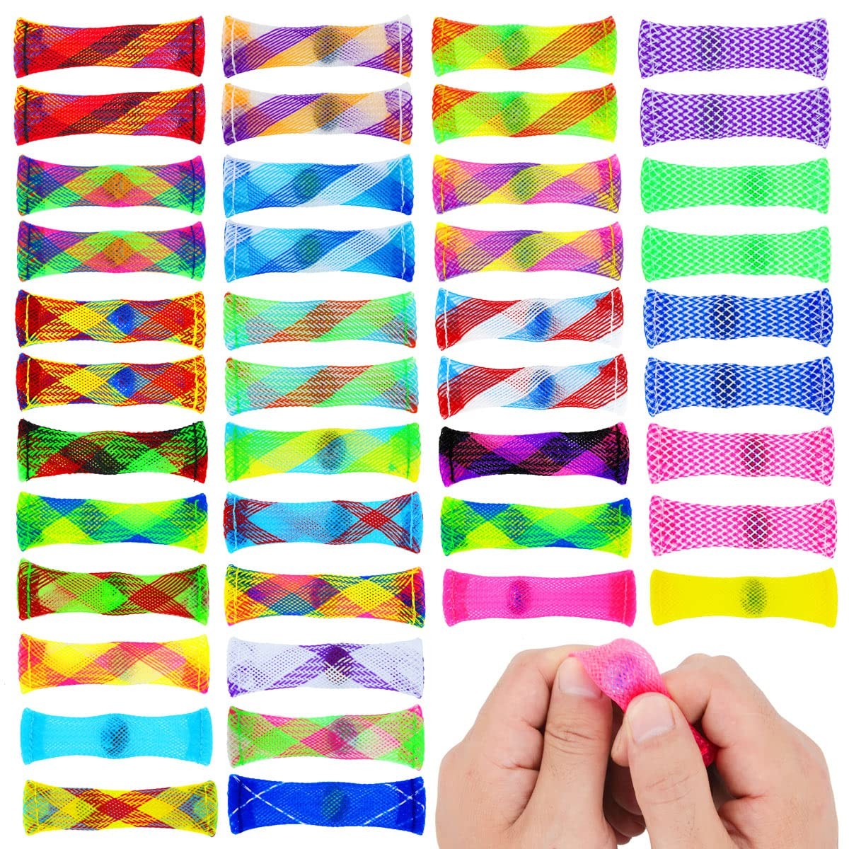 Fidget Toy 42 Pack Mixed Color Marble Mesh 4 inches / 10 cm, Colors