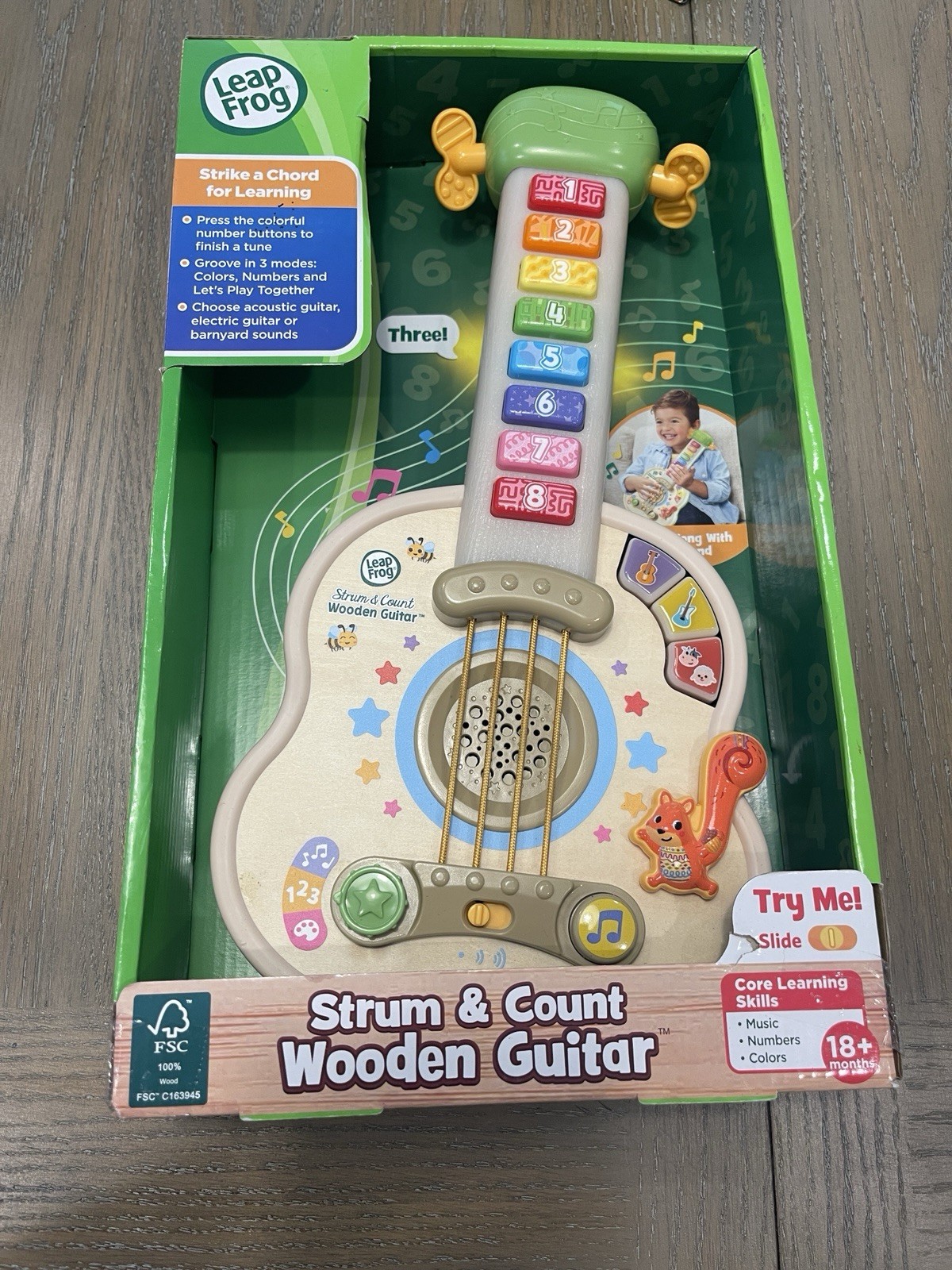 NEW LeapFrog Strum & Count Wooden Guitar for kids girls & boys