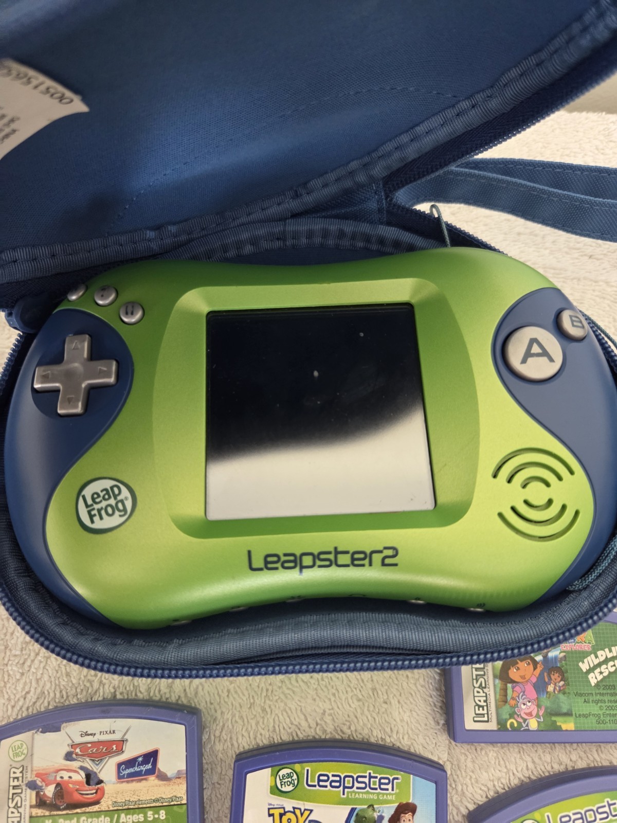 Leapster2 Handheld Learning Game System Green Blue Untested With 7 Games