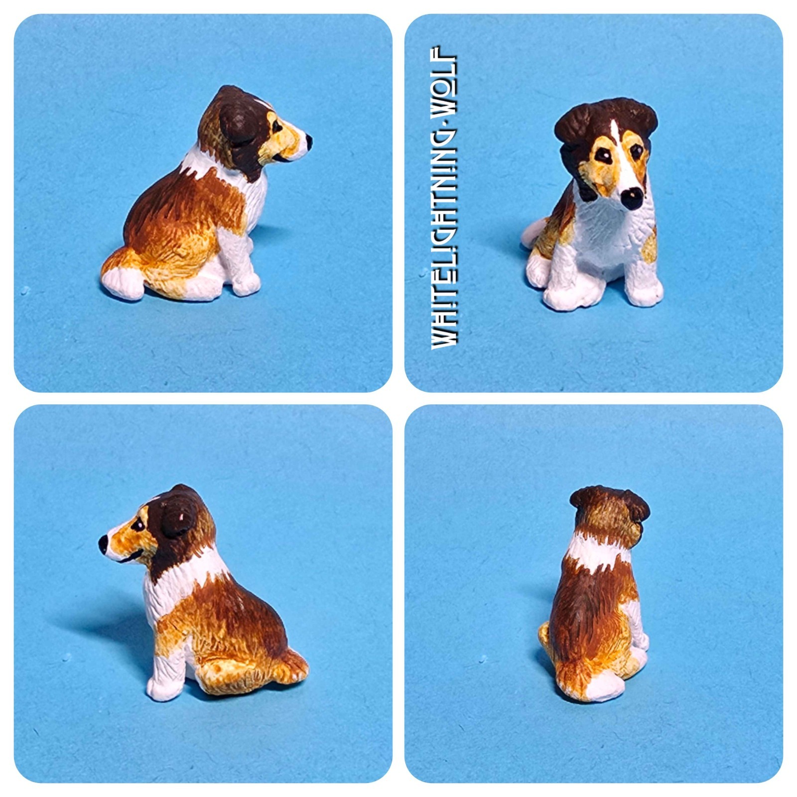 OOAK Custom Vintage Puppy In My Pocket Collie Dog Pups Toy Animal Figure -BELLA-