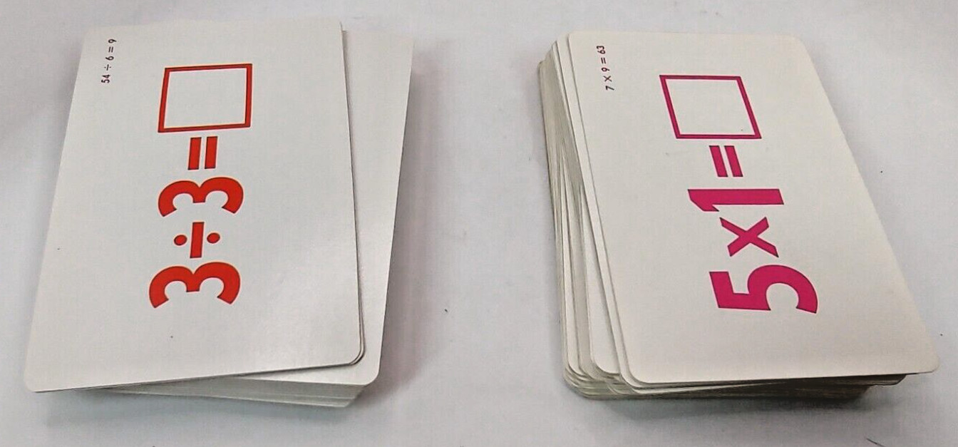 Vtg Whitman Flash Cards Multiplication Division Complete Plastic Cases Lot of 2