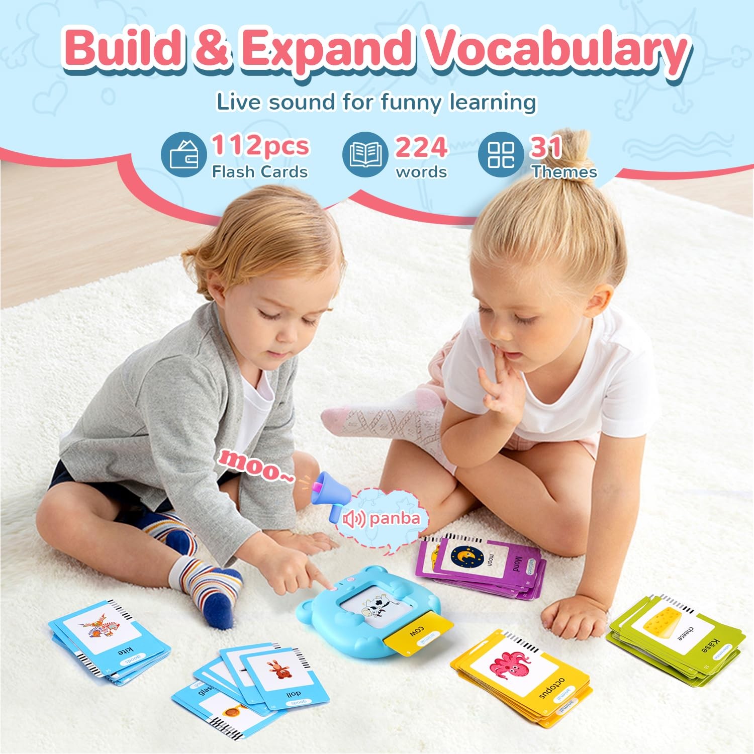 Spanish & English Talking Flash Cards for Toddler Bilingual Flash Cards Learning