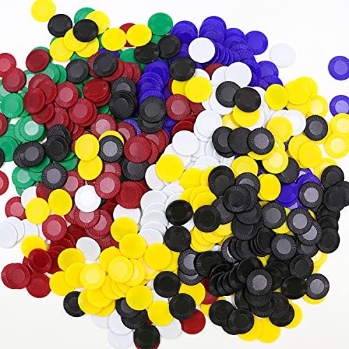 600Pcs Plastic Poker Mini Chips in 6 Colors Bulk Poker 2.2CM in Diameter-600pcs