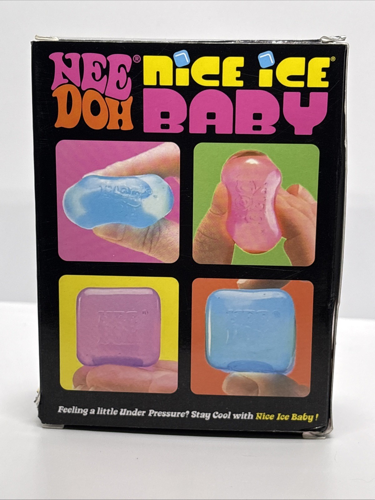 Nee Doh Nice Ice Baby Super Solid Squish Cube Set 4 Pack Pink/Blue/Purple