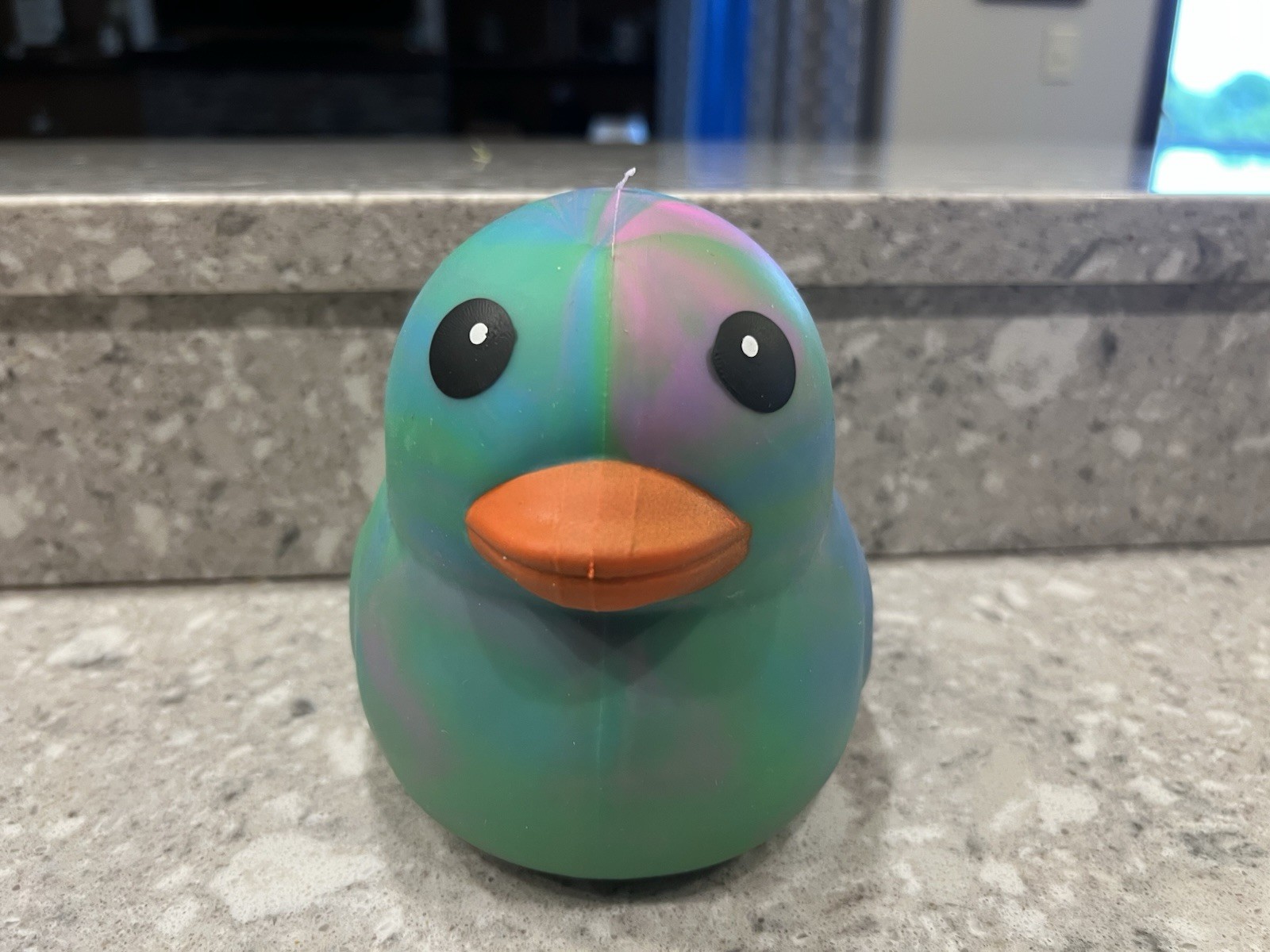 New Rainbow Tie-dye Jumbo Squeeezy Multicolor Duck Squishy Blue Green Purple
