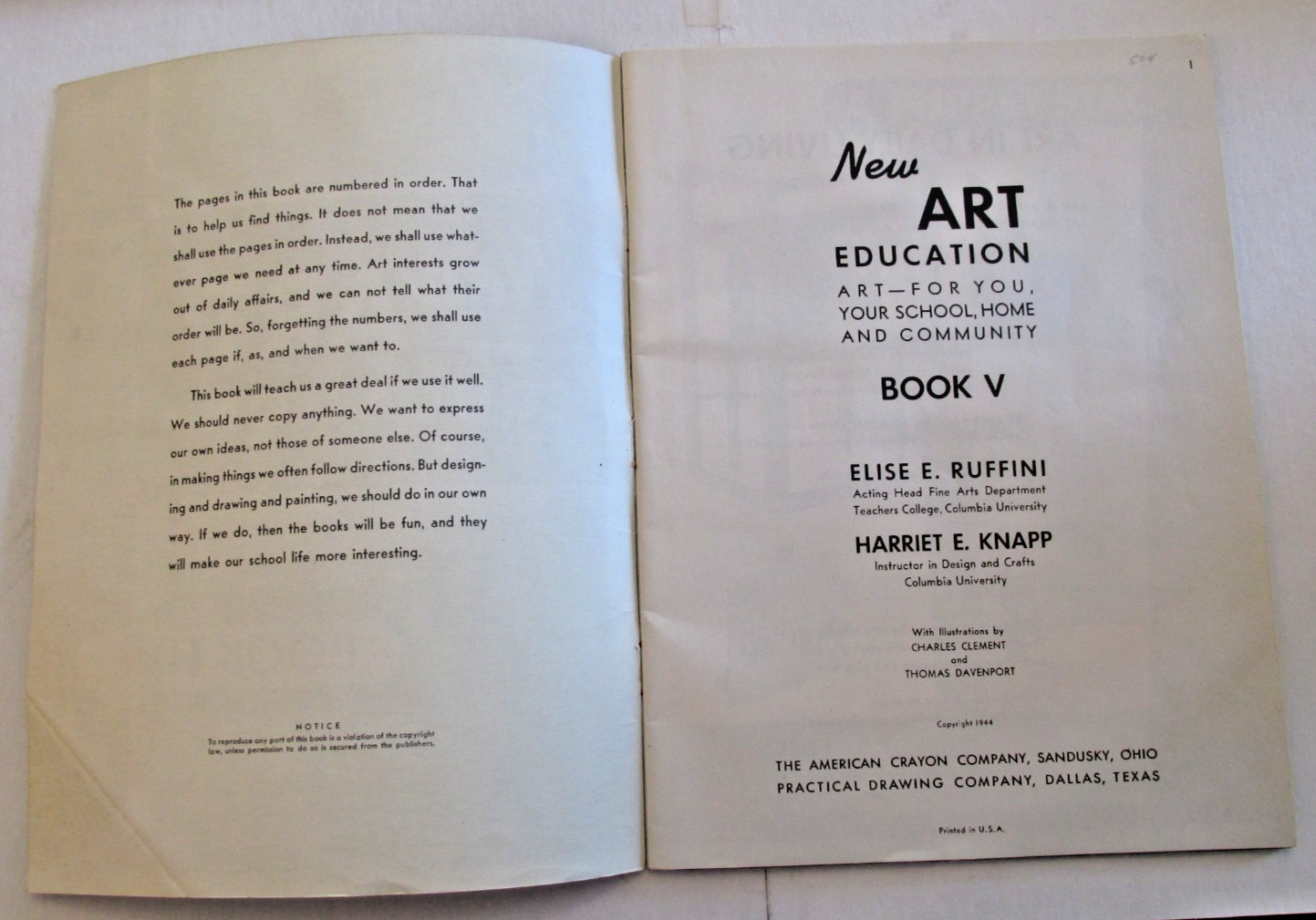 VTG 1944 America Crayon Company NEW ART EDUCATION Booklet School Home Community