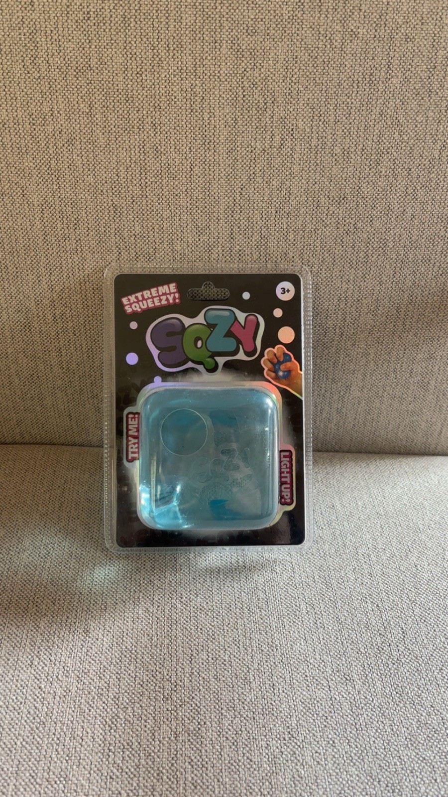 SQZY Extreme Squeezy Light Up Tactile Squeeze Toys Set Blue Clear