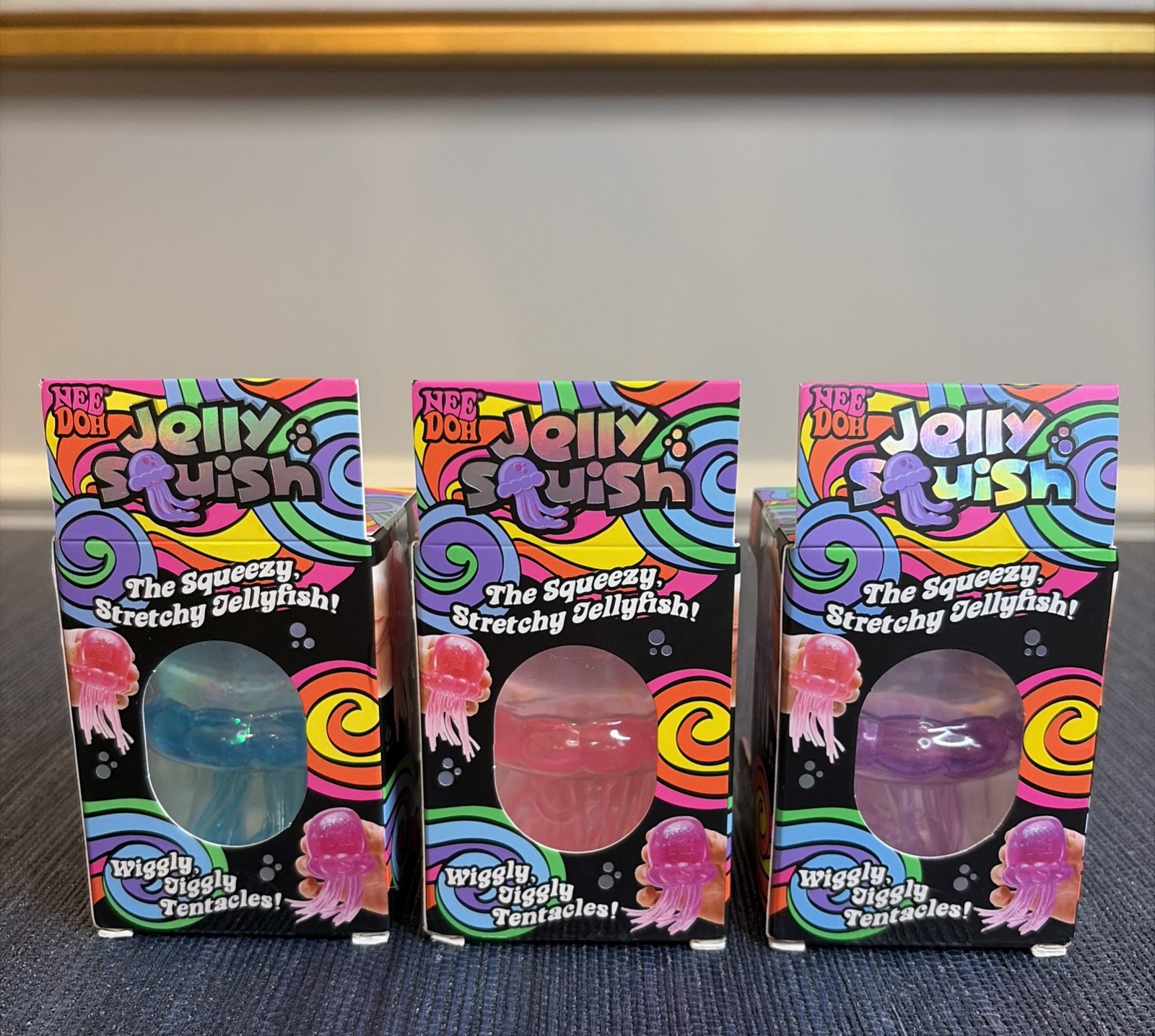 NEW Full Set Lot of 3 Schylling NeeDoh Jelly Squish: Purple Pink Blue ✅Fast Ship