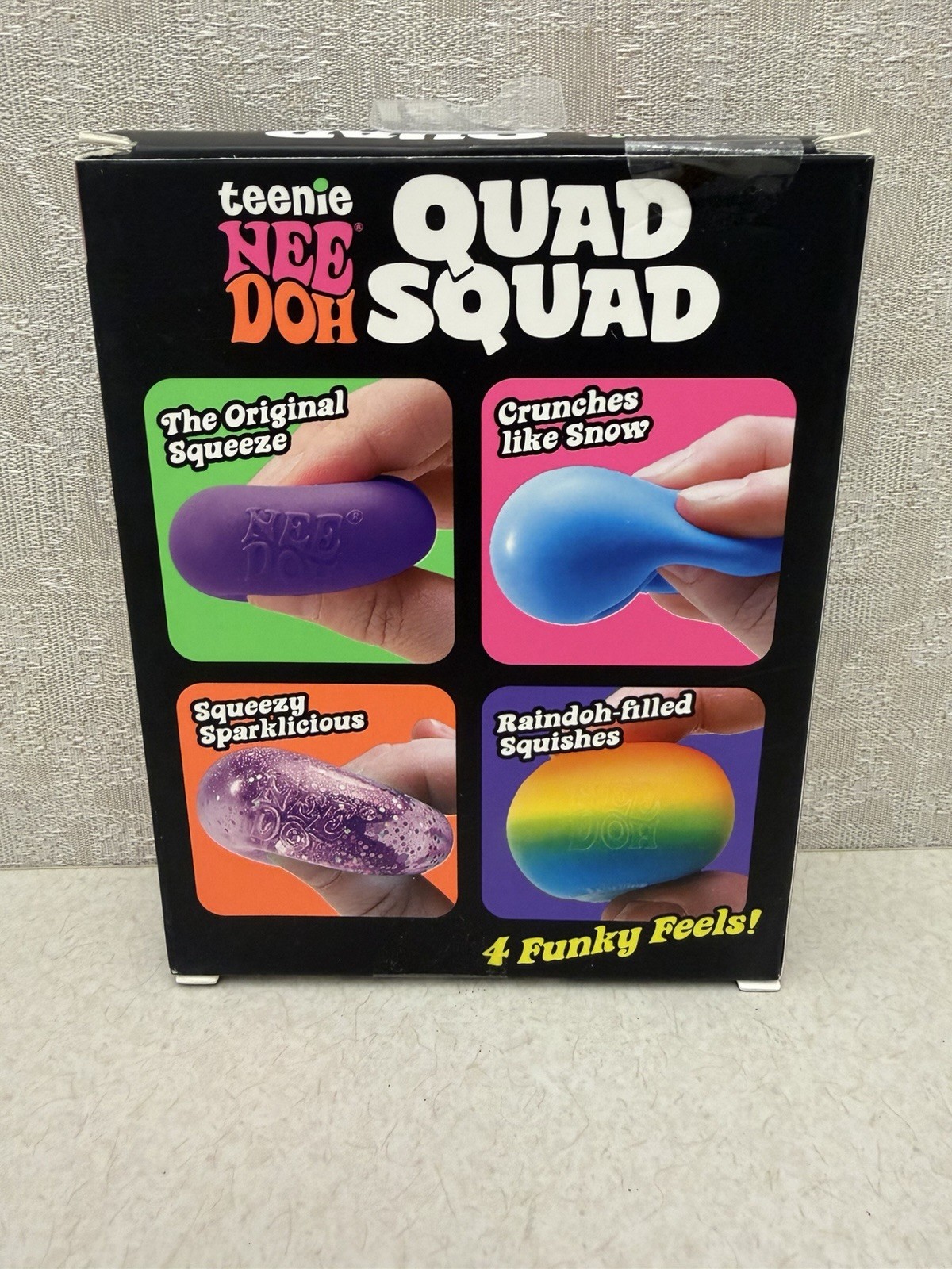 NeeDoh Quad Squad Teenie 4 Pack Mini Crunch Glitter Rainbow- Ships Fast!