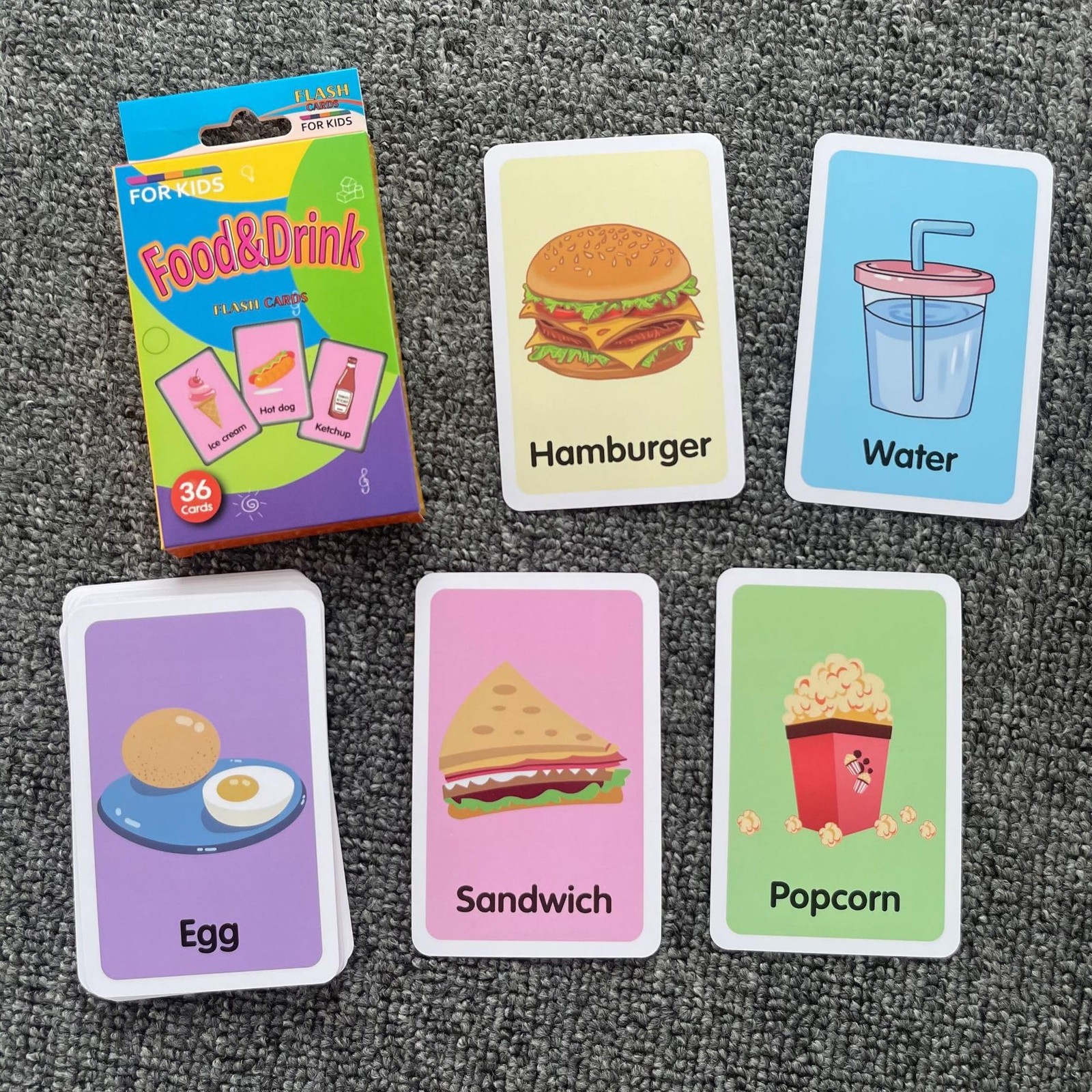 Flash Cards for Toddlers, Educational Learning Set of 144, Body Animal Food F…