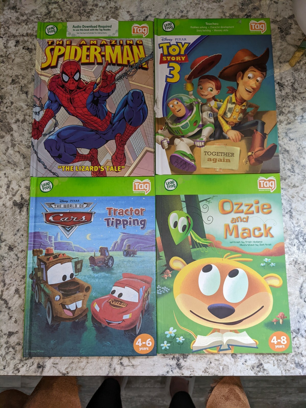 Lot 4 LeapFrog🐸 TAG Reading System Book 4-8 Years Spiderman Toy Story, Cars 📚