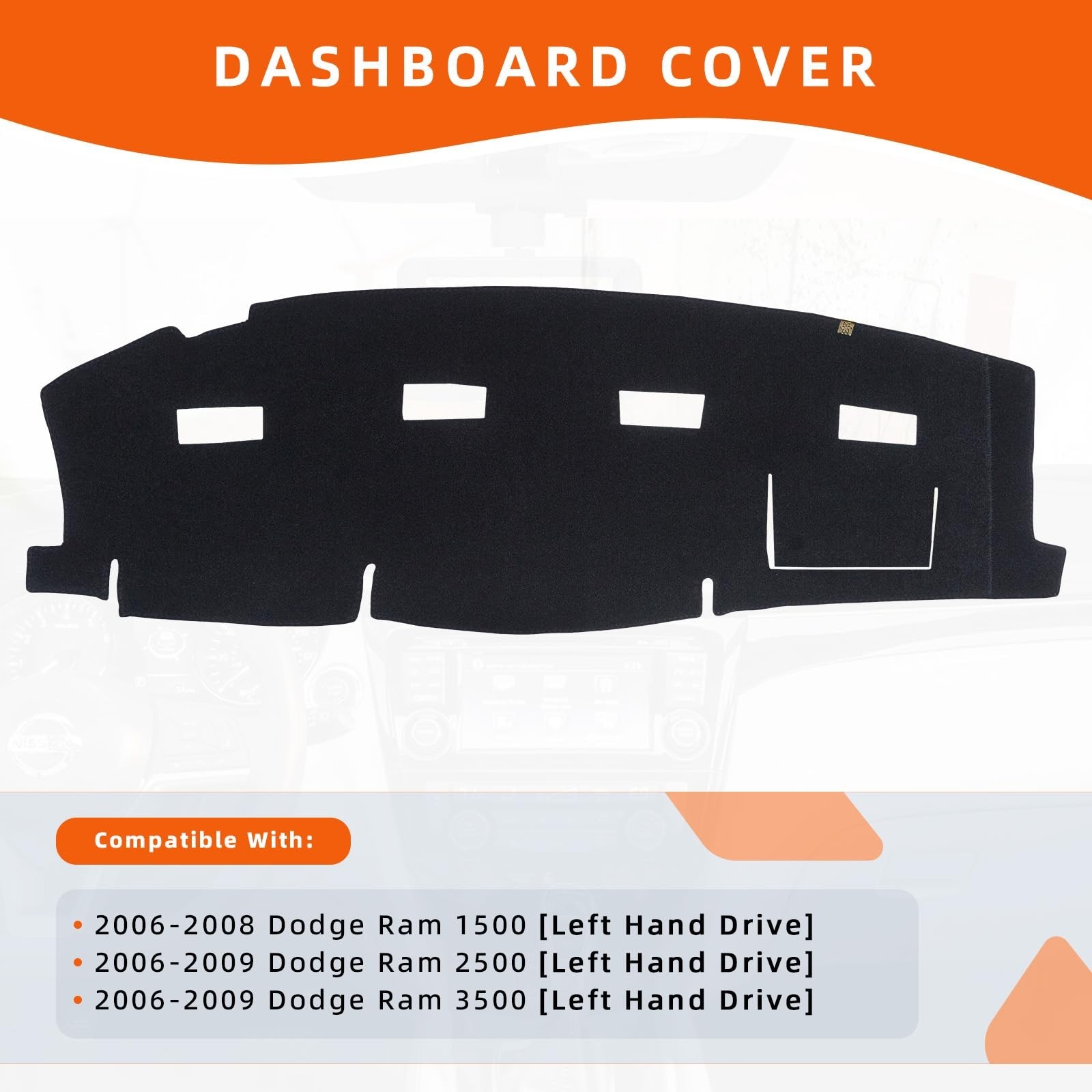Dashboard Cover Dash Mat Fit for 2006-2008 Do-dge Ram 1500, 2006-2009 Ram 250…