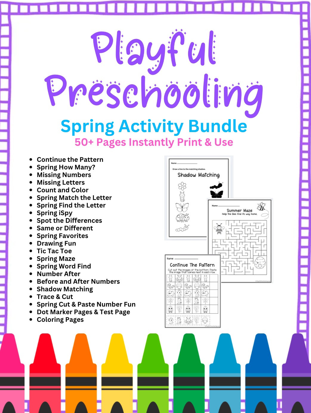 50 Spring Preschool Activities Digital Download
