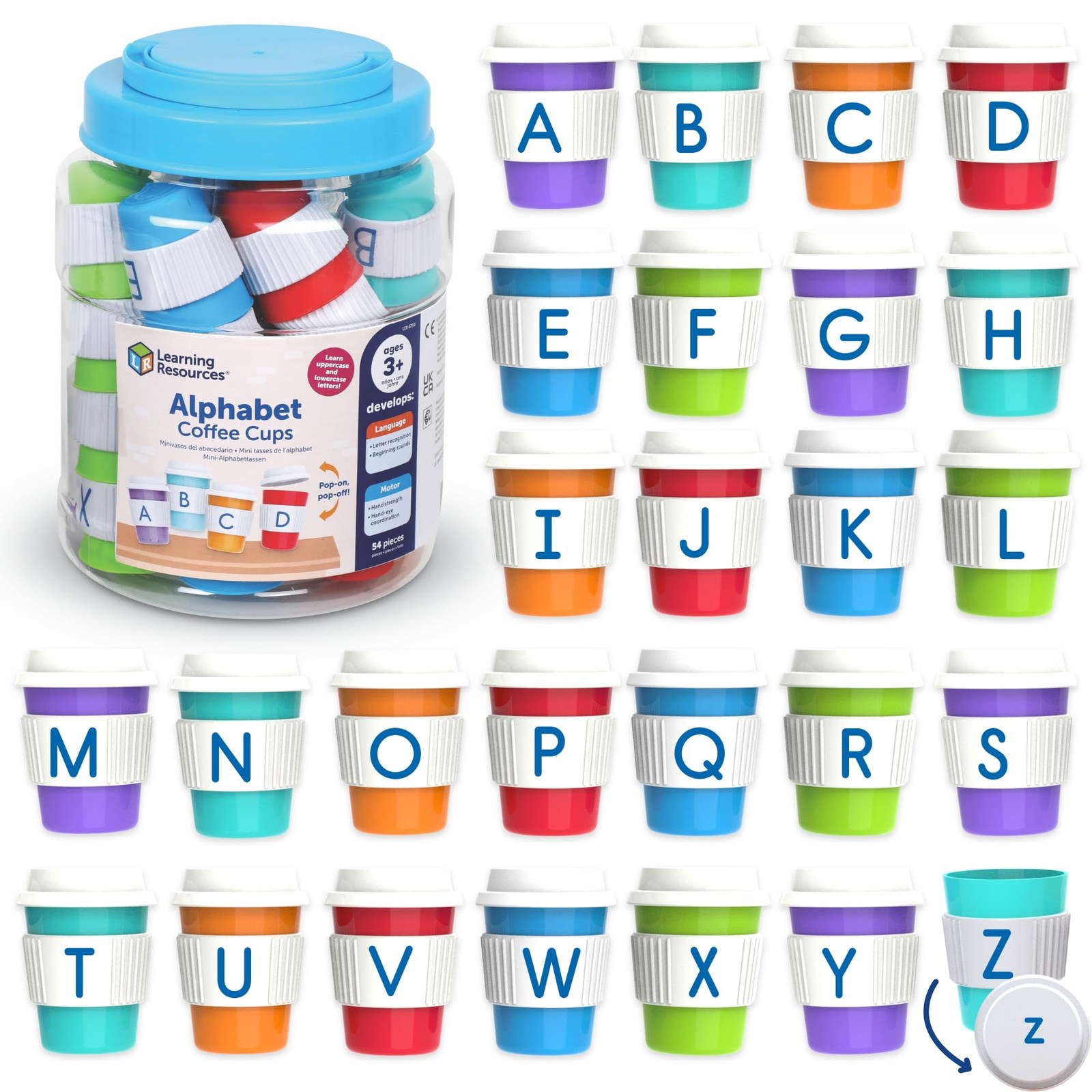 Learning Resources Alphabet Coffee 3 inches (H) x 2.5 (D), Multicolor