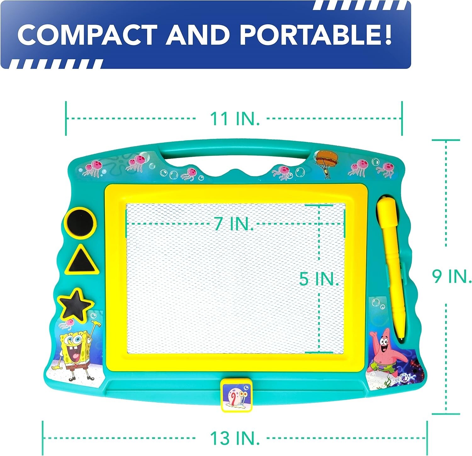 SpongeBob Squarepants Magnetic Drawing Board with Stylus and 3 Stamps