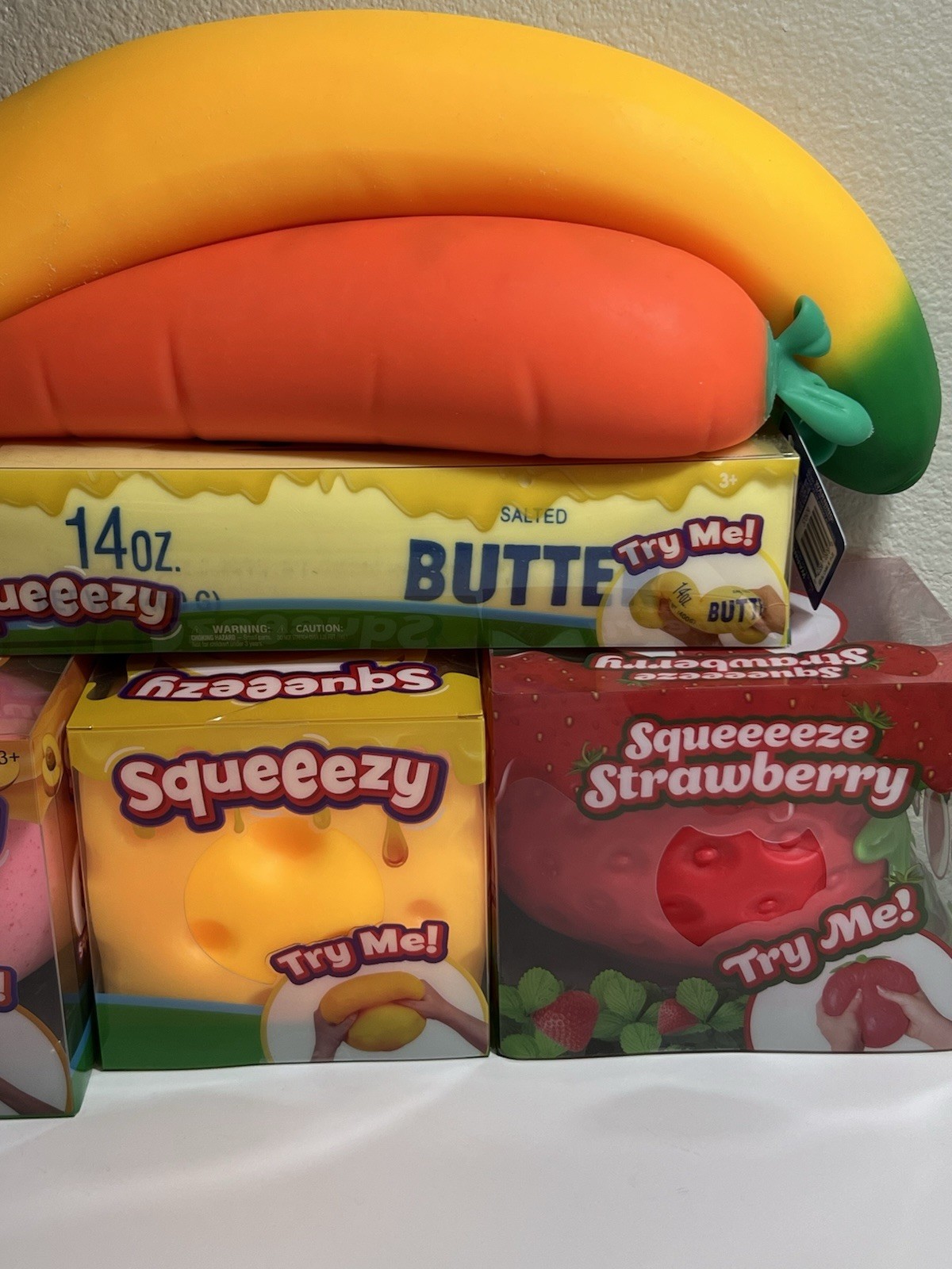 Sunny Days Squeeze Butter Cheese Strawberry Peach Banana Carrot Bundle Lot Of 6