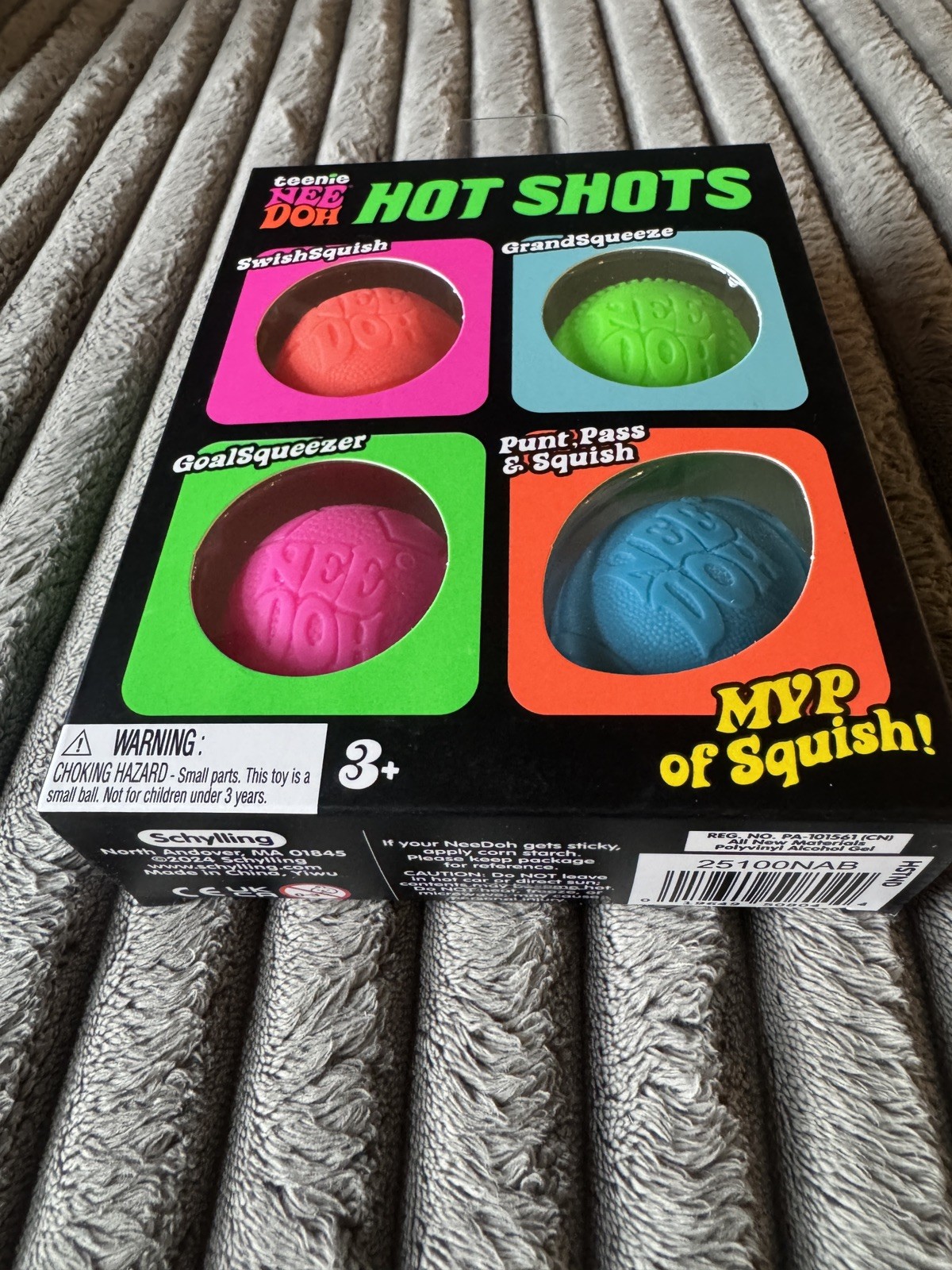 Brand New Teenie NeeDoh Hot Shots Assorted Ball Squish Toys 4 Pieces, Ships FAST