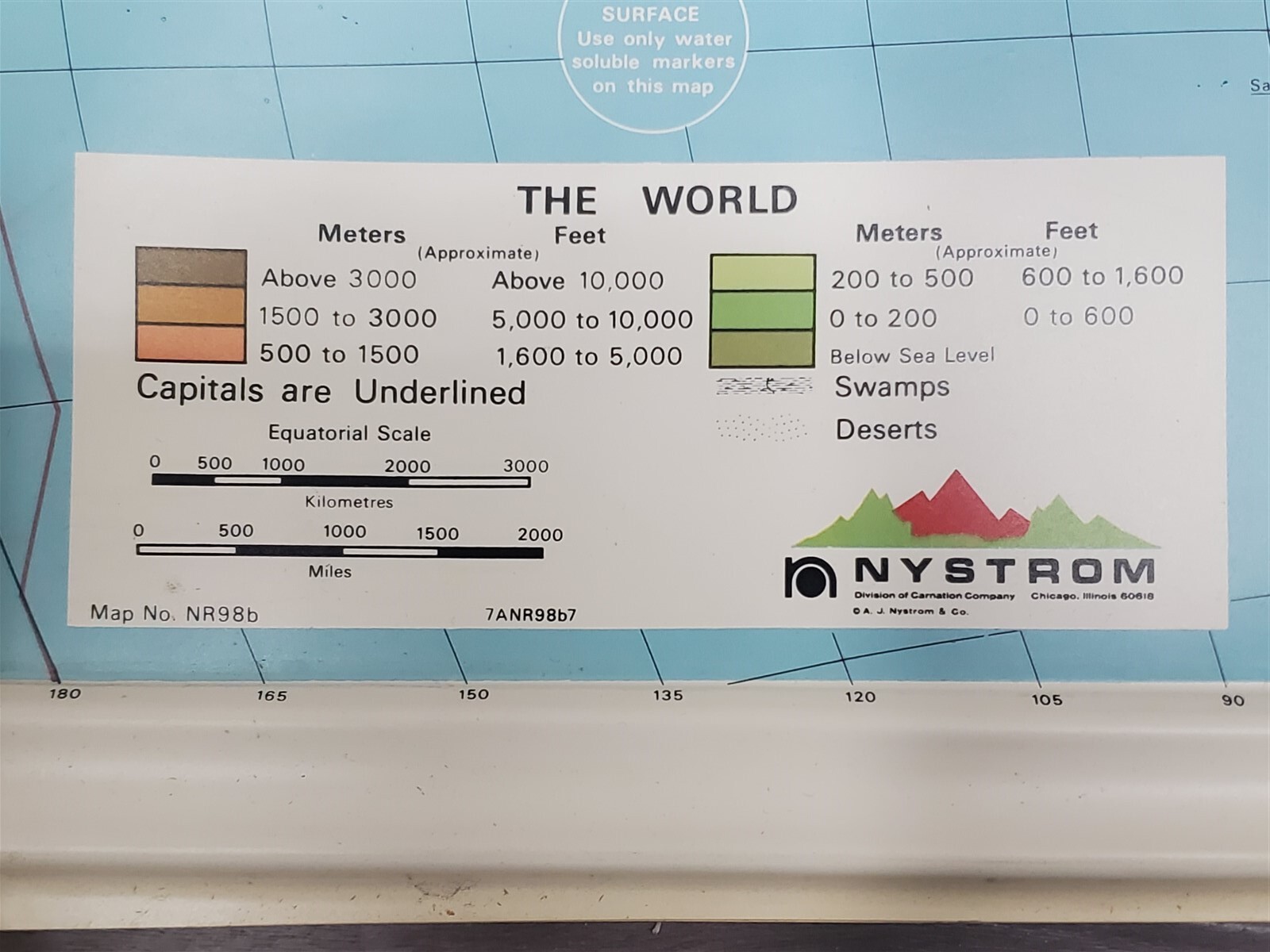 ⭐️⭐️⭐️⭐️⭐️ Vintage Nystrom The World Raised Relief Map 1960s-80s Lot of 2