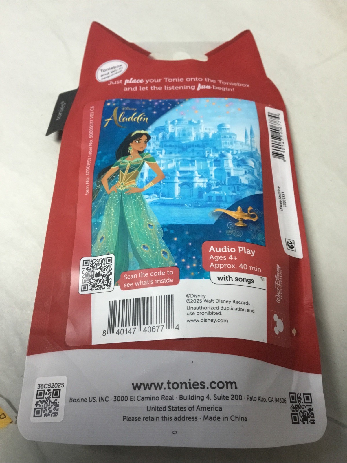 Tonies Disney Jasmine Aladdin Audio Character For The Toniebox
