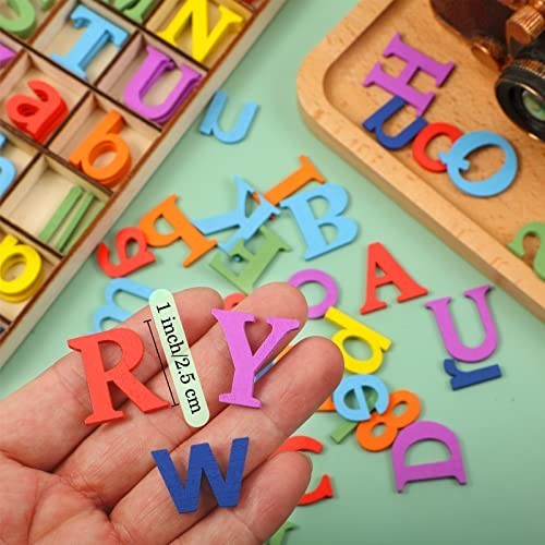 248 Pcs Unfinished Wood Alphabet Letters & Numbers for Crafts, Storage Tray, Col