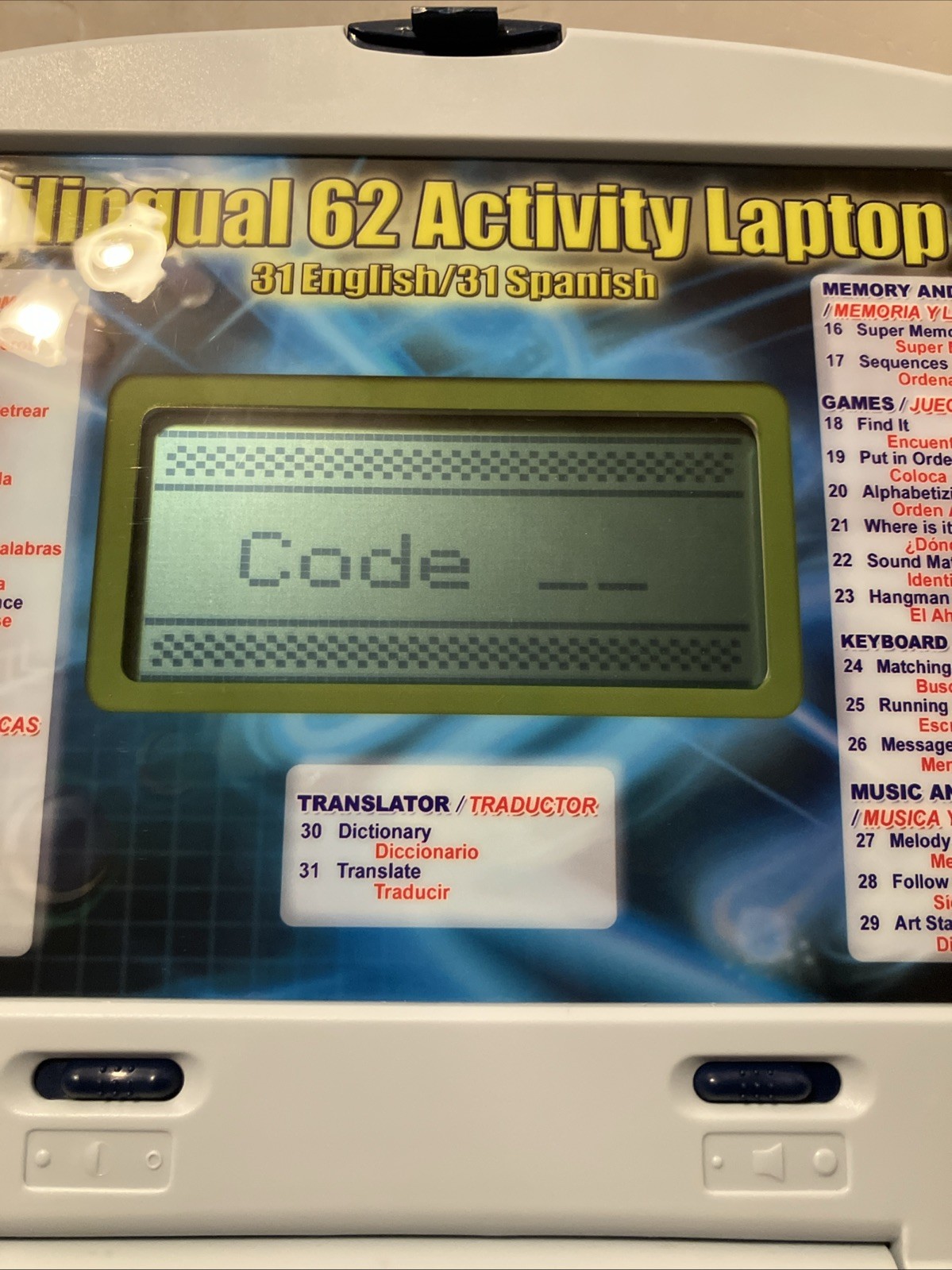 Vintage BILINGUAL 62 ACTIVITY LAPTOP (31 English/31 Spanish) LEARNING TOY Tested