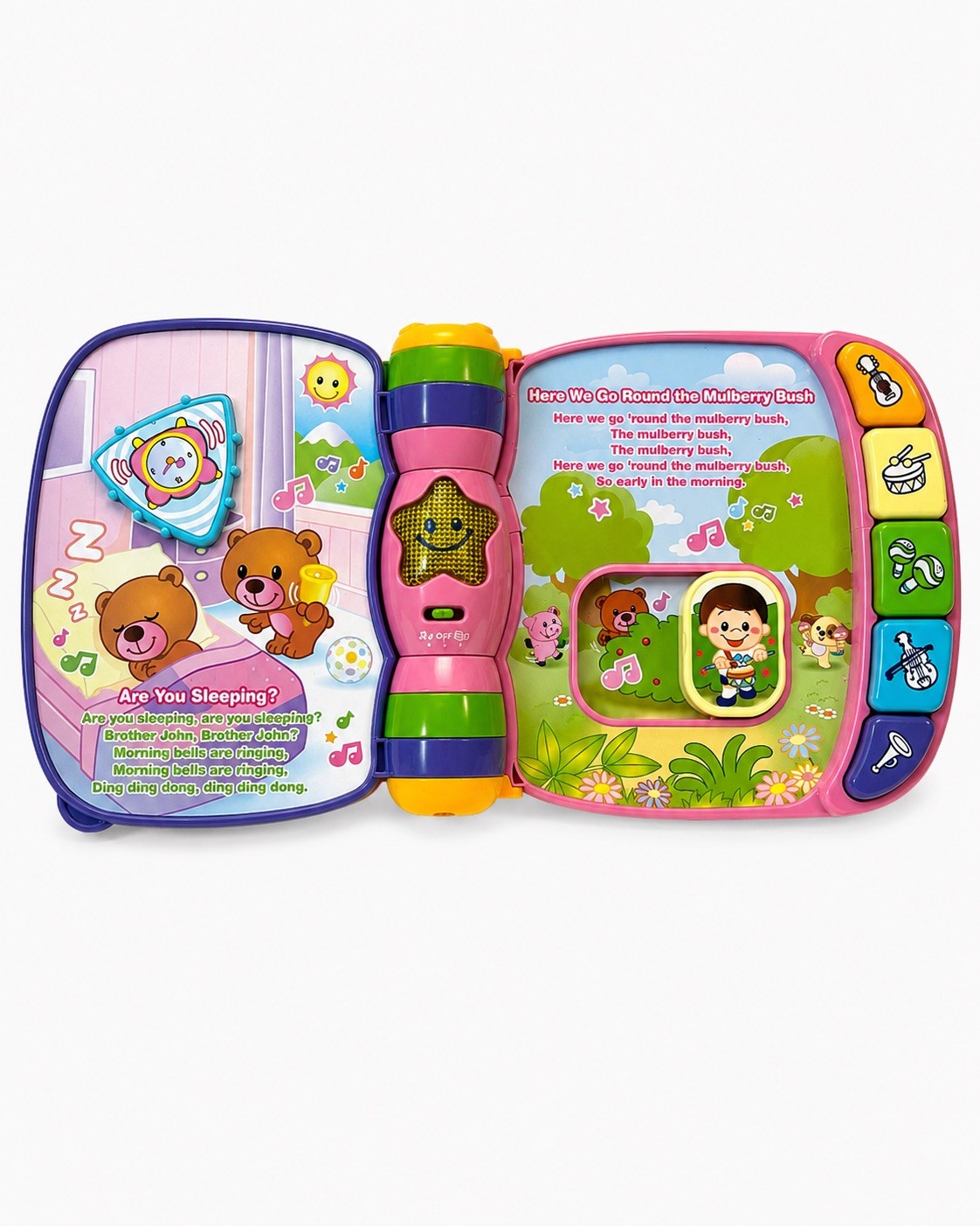 V-tech Musical Rhymes Book Pink Purple Pastel Tested Works Great Songs Light