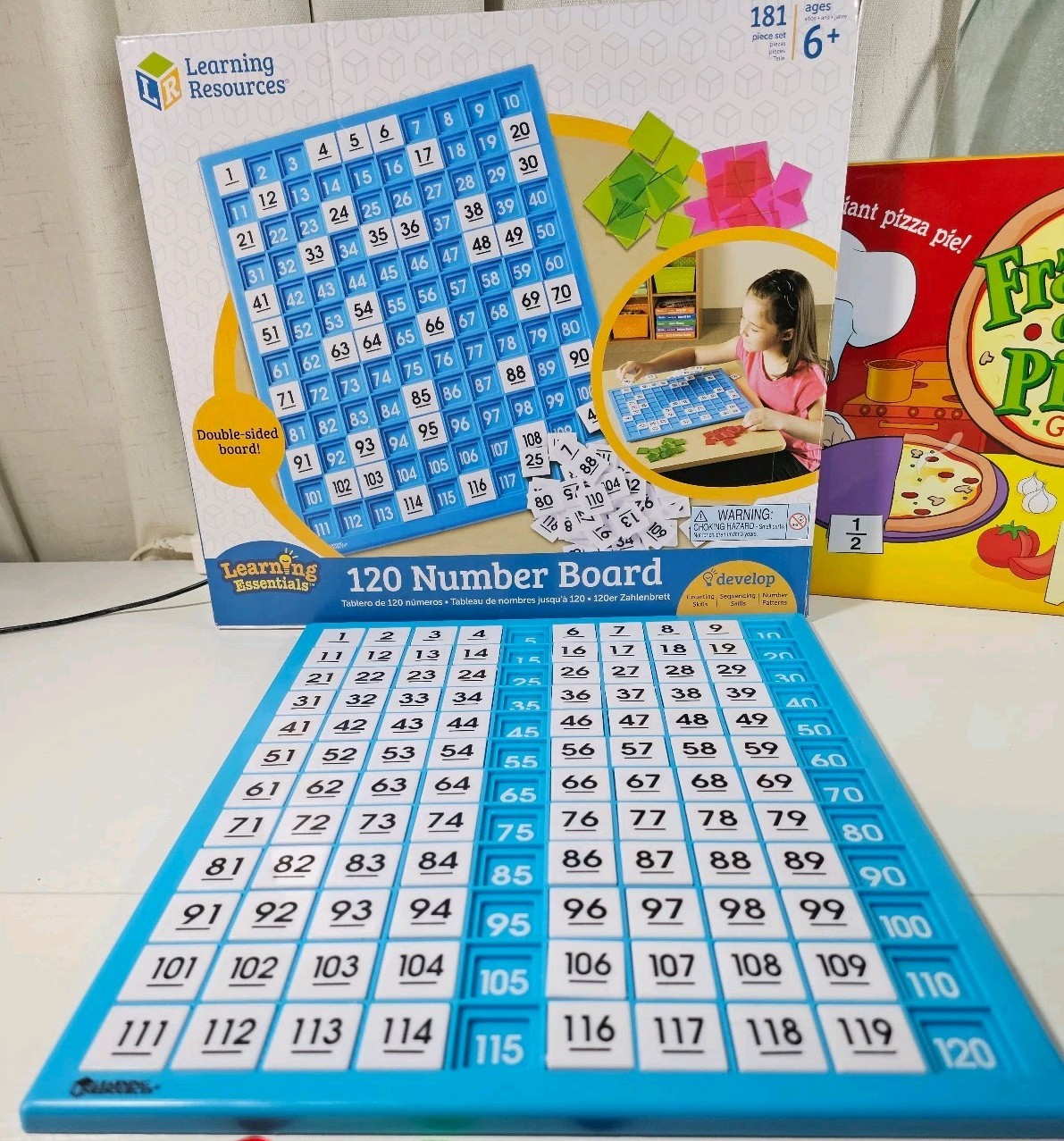 LOT Fraction Pizza Game, 120 Number Board, Abacus, Money Puzzle Homeschool