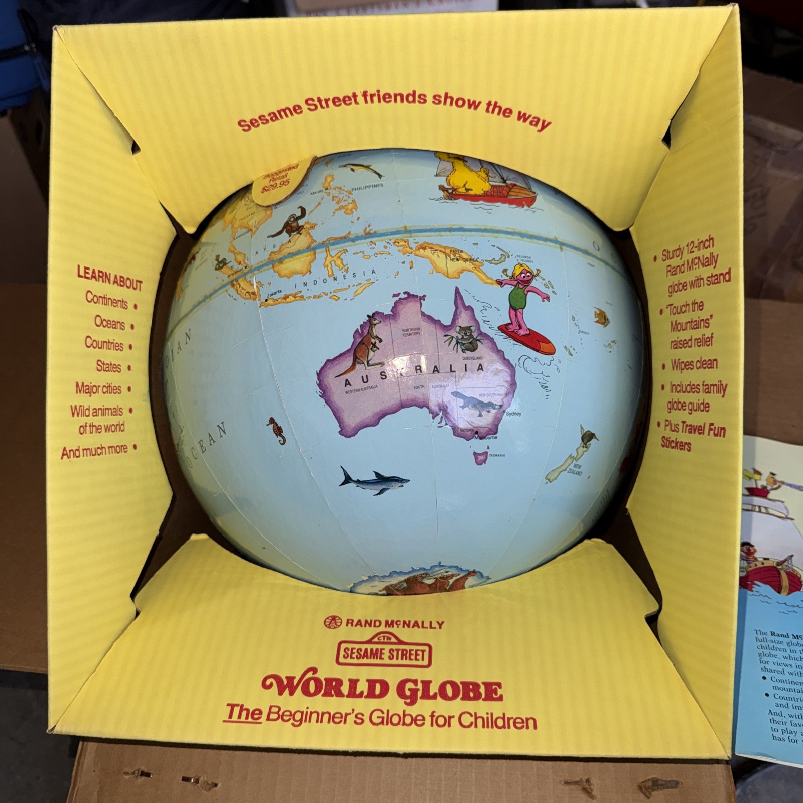 Vintage Rand McNally Sesame Street World Globe 1985 in Box