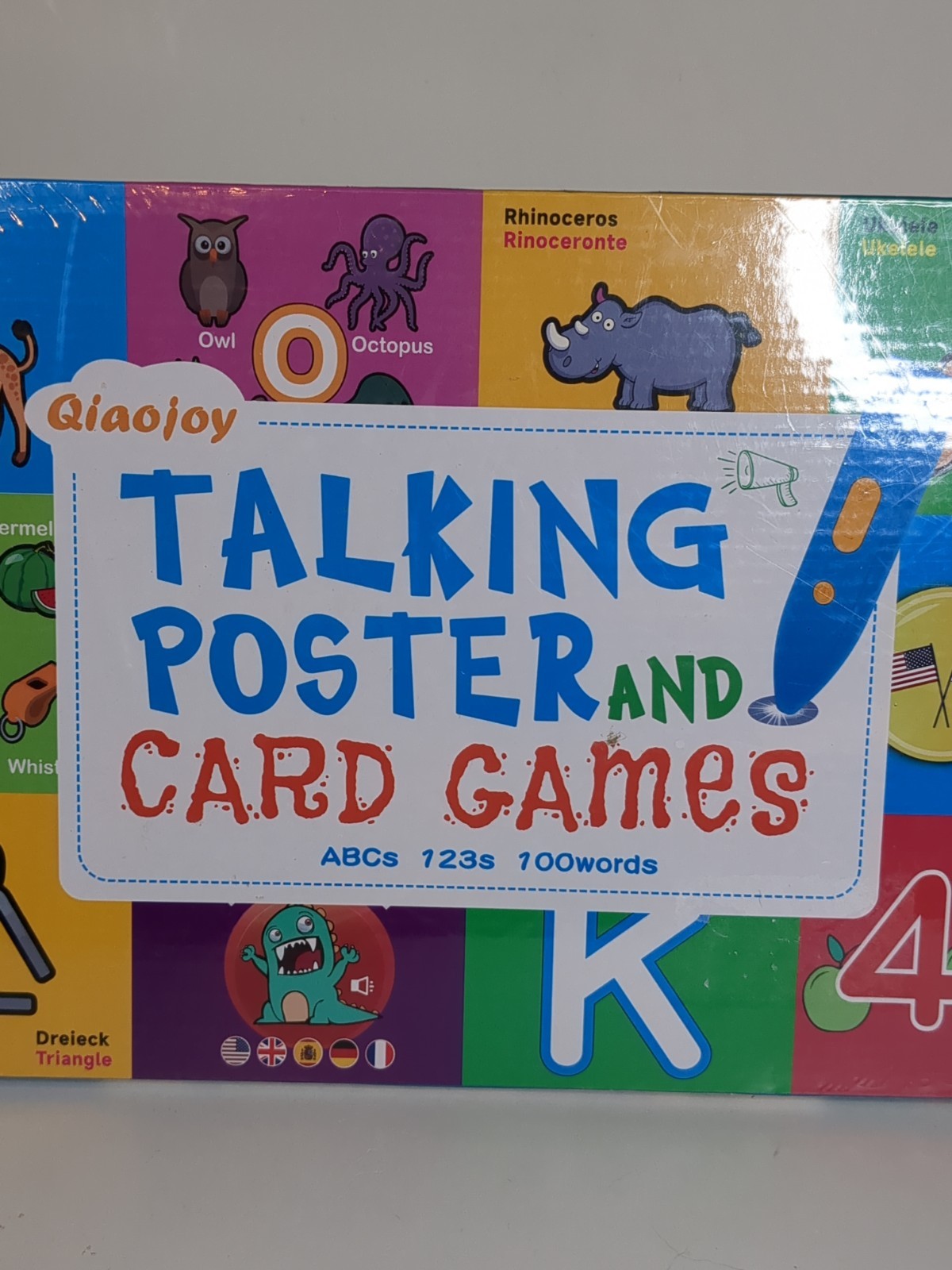 Qiaojoy Bilingual Interactive Talking Poster Card Games ABCs 123s 100 Words New