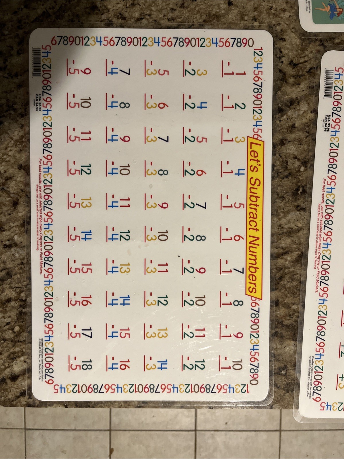Vintage EduMat Let’s Multiply Numbers Level 2 Learning Placemat