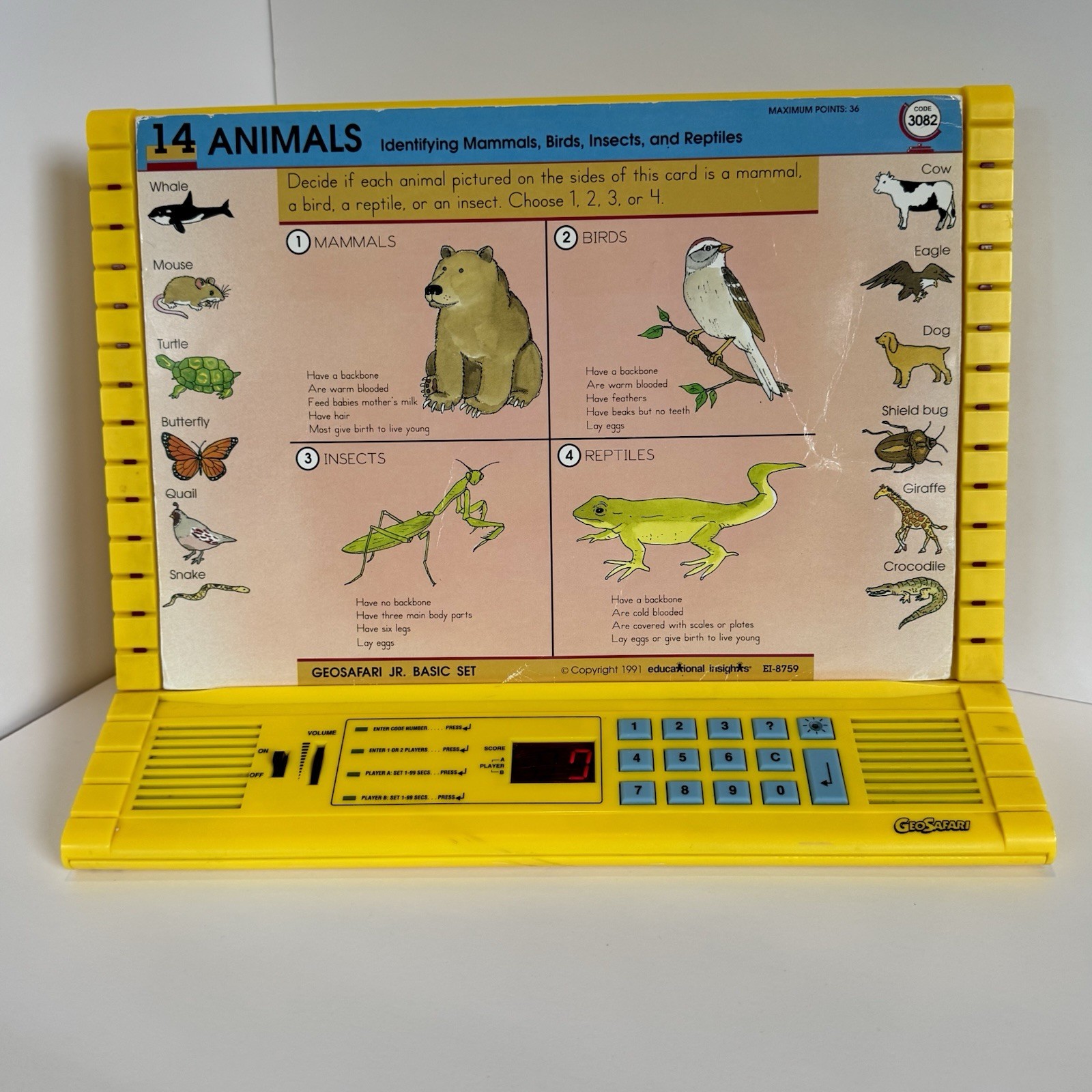 Vintage GeoSafari EI-8700 Electronic Learning Game W/ 20 Cards WORKS READ