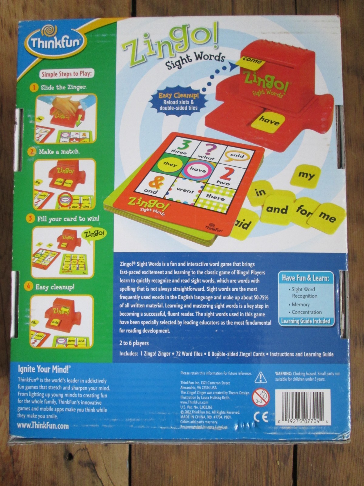 Zingo Sight Words Game by ThinkFun PRE-K-1 New In Open Box Homeschool Learning