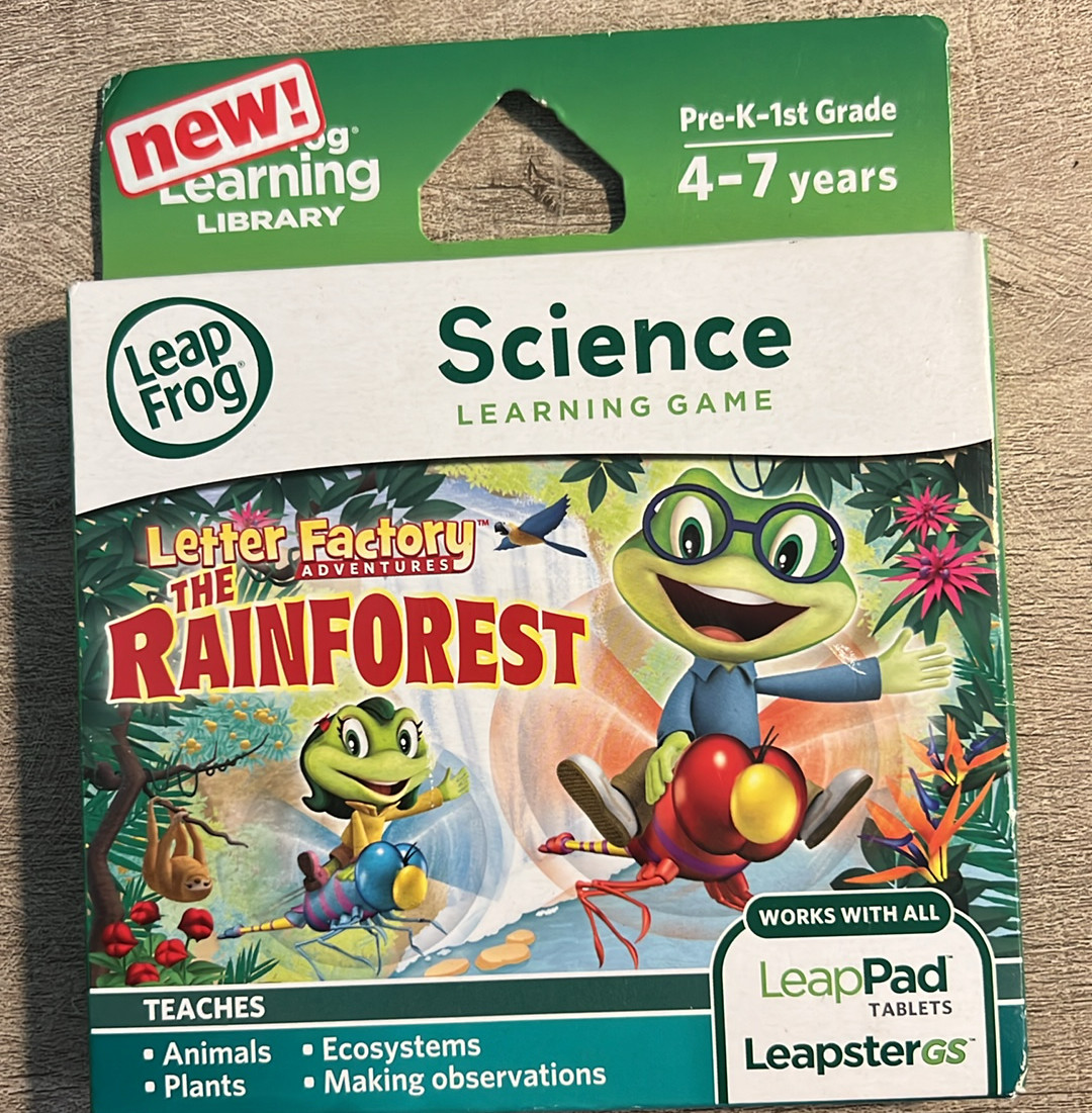 LeapFrog Learning Adventures: Letter Factory THE RAINFOREST~ Science Game NEW