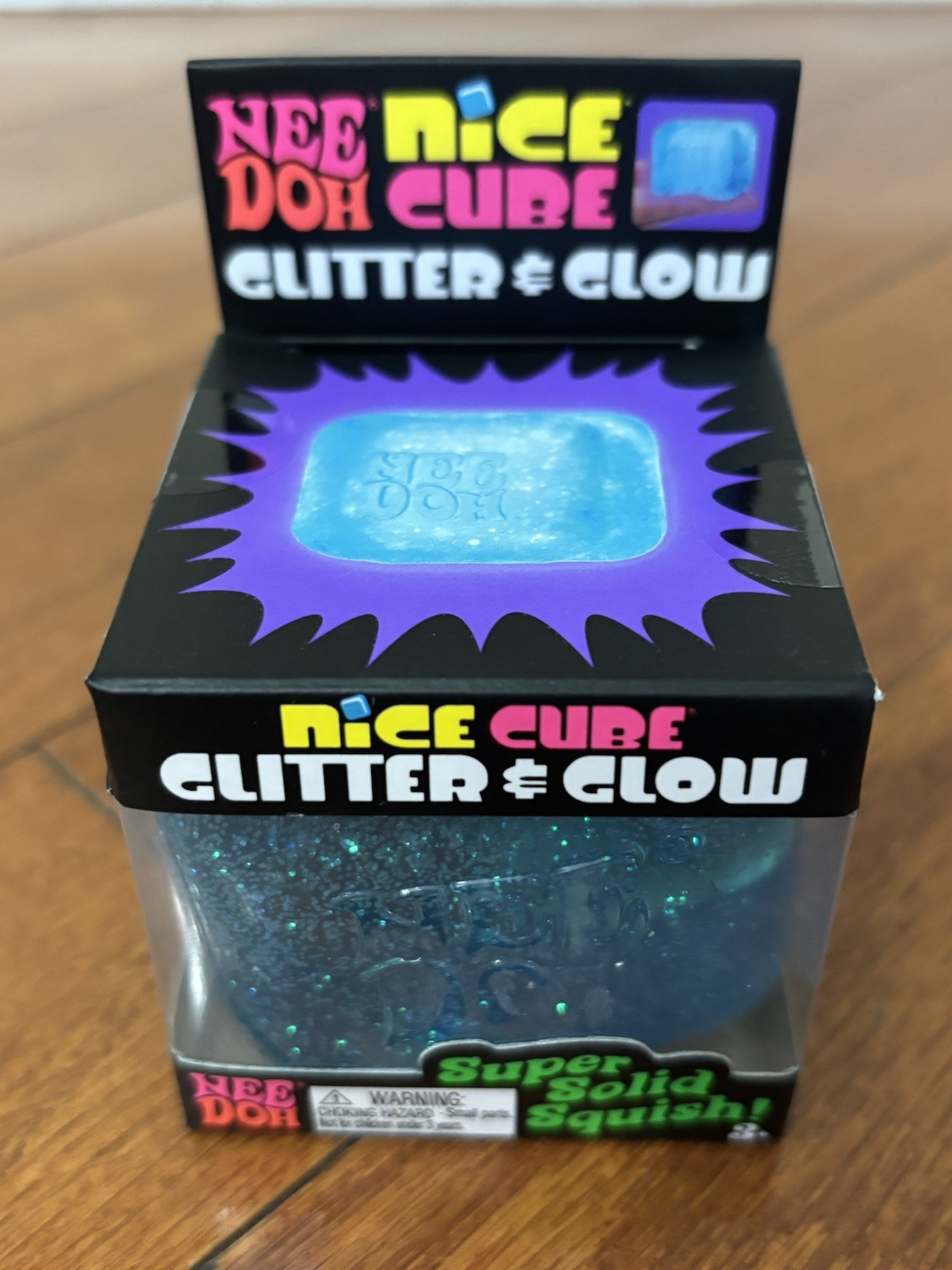 BLUE NeeDoh Nice Cube Glitter & Glow, Nee Doh Squishy, Glowing Ice Cube Viral